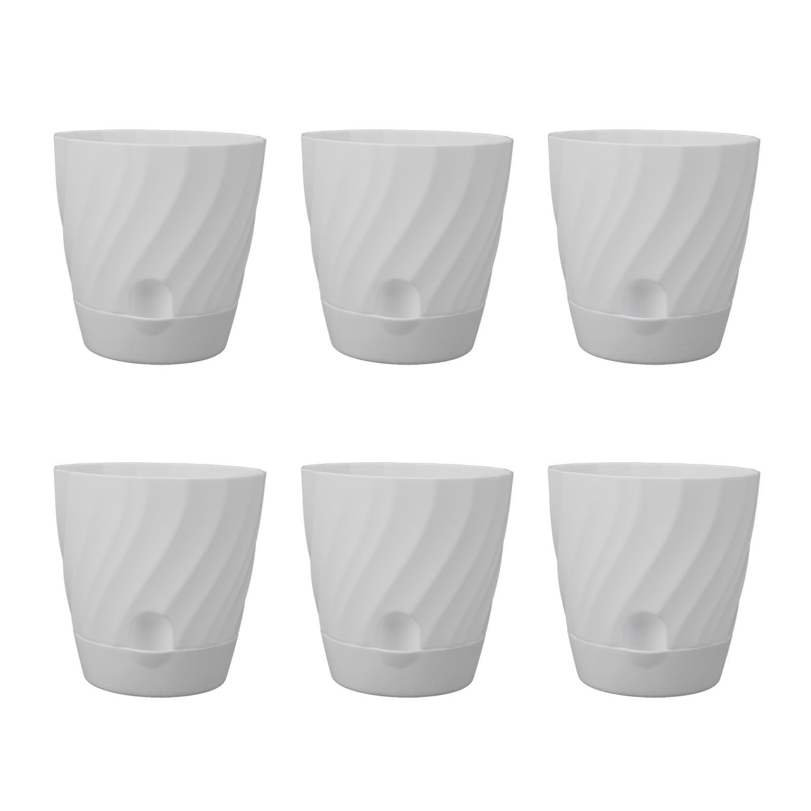 Set Mit 6 Weißen Kunststoff-blumentöpfen, Leicht Und Perfekt Für Garten, Balkon Oder Terrasse.