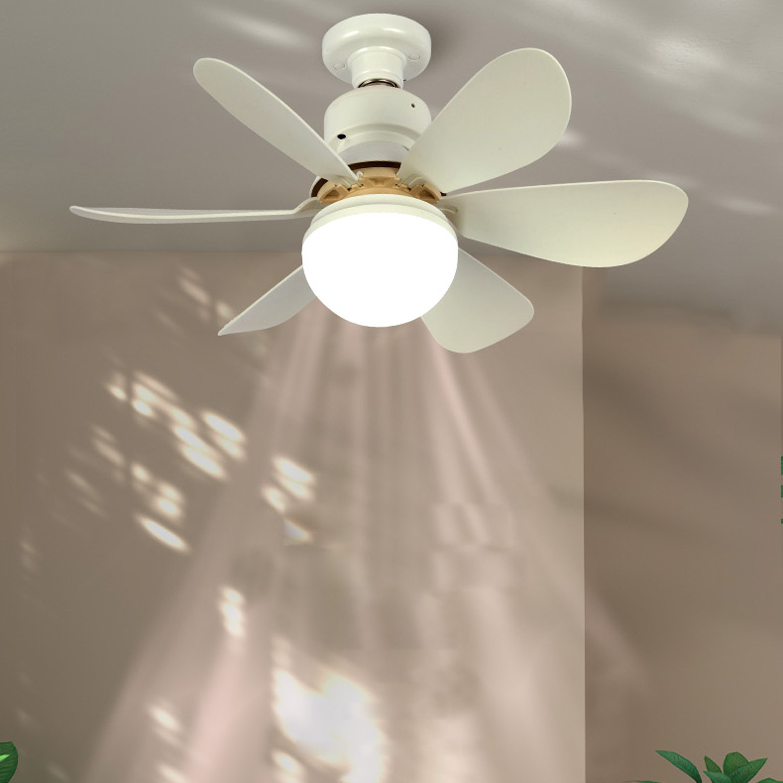 Beleuchteter Deckenventilator, Mini-akzentlampe Mit Fernbedienung, Einstellbarer Farbtemperatur, Nachtmodus, 3 Lüftergeschwindigkeiten, 1-h/2-h/4-h-timer