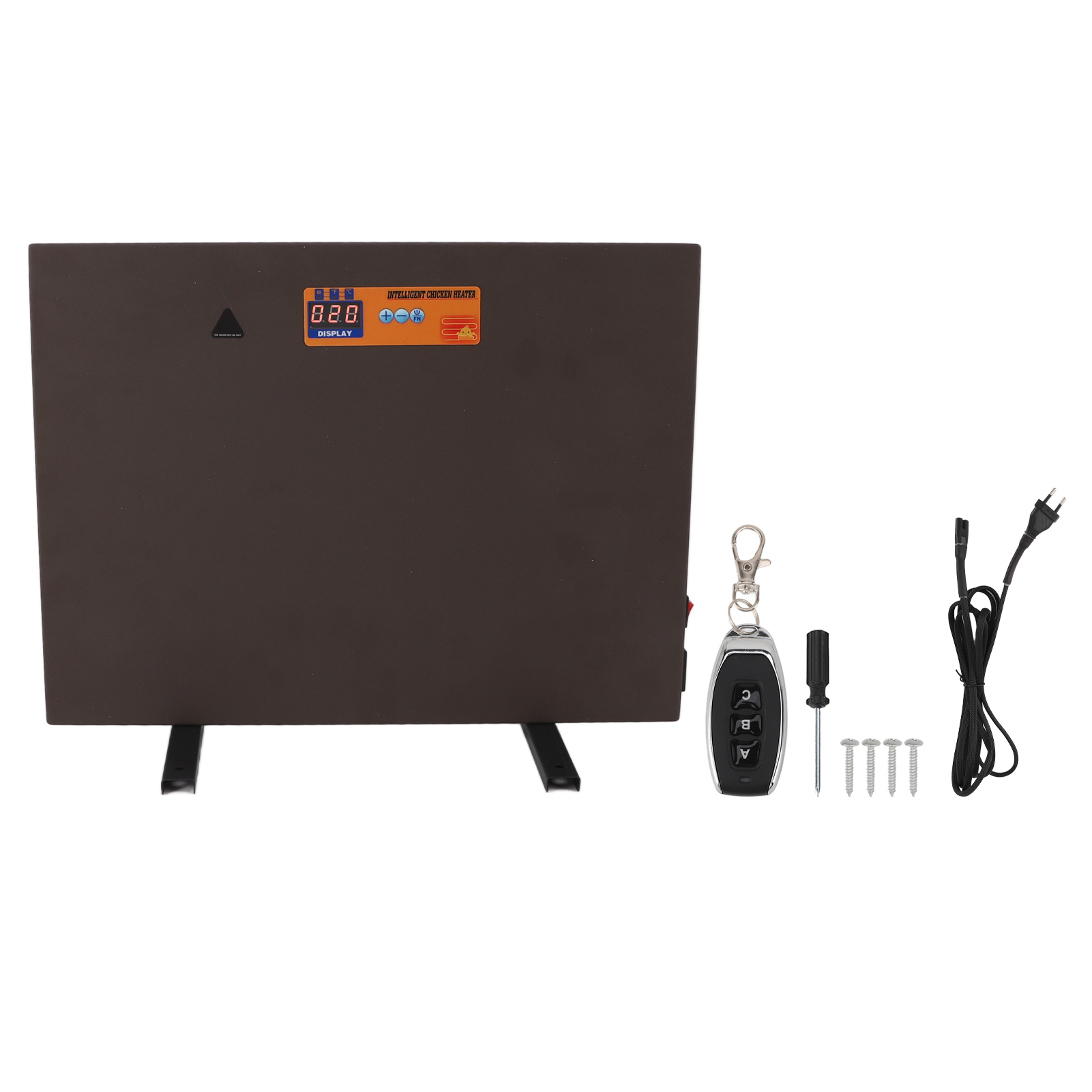 Hühnerstallheizung 150w, Heizpaneel Mit Timer, Fernbedienung, Neigbar, Automatische Abschaltfunktion, Digitalanzeige, 3m Kabel, Kaffeebraun, 220v Eurostecker.