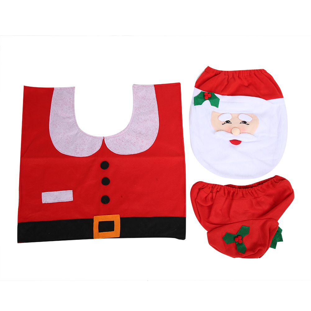 Weihnachtliches Wc-sitzbezug-set Mit Weihnachtsmann-motiv Zur Dekoration