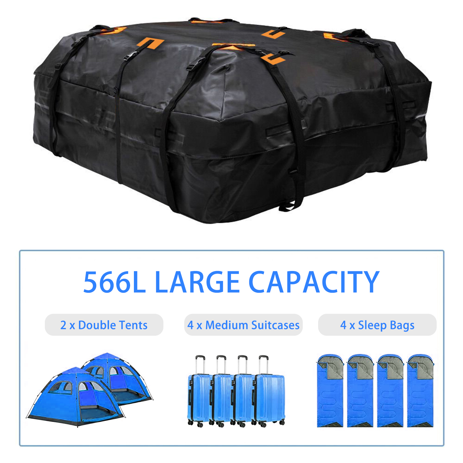 Wasserdichte Autodachtasche Aus 600d-material, Universelle Dachbox, 20 Kubikfuß Gepäckaufbewahrungswürfel, Kompatibel Mit Allen Autos Mit Und Ohne Dachreling.