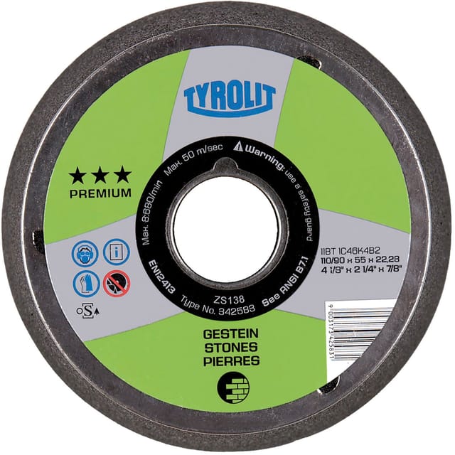 Tyrolit - Schleiftopf kegelig Premium 110/90 x 55 Aufnahme M14 Korn 16 Gestein