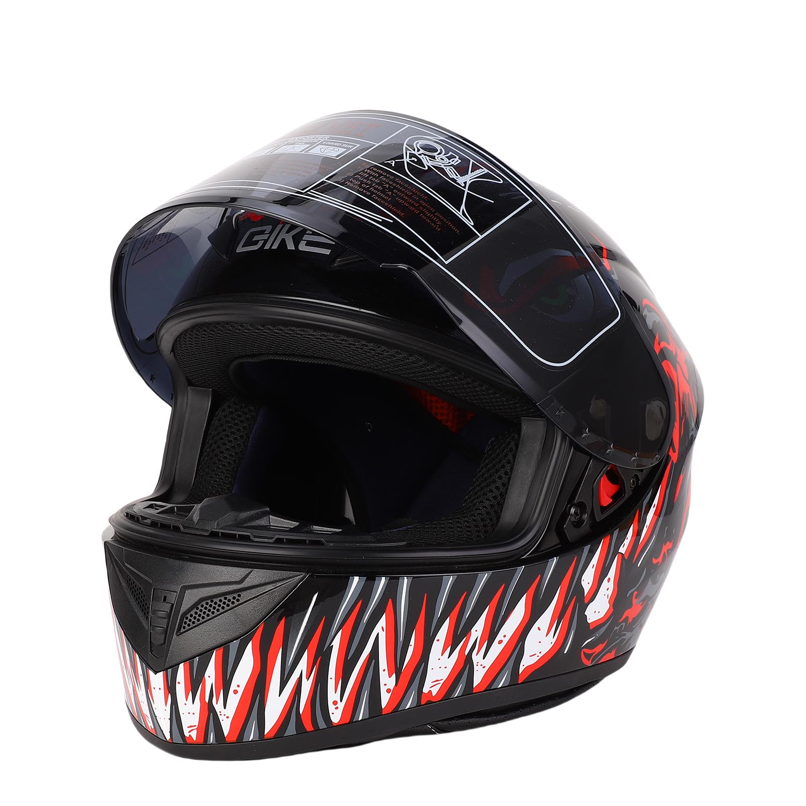 Unisex-integralhelm Für Motorradfahrer, Atmungsaktiv, Mit Sicherheitsverschluss, Rot, Größe Xl.