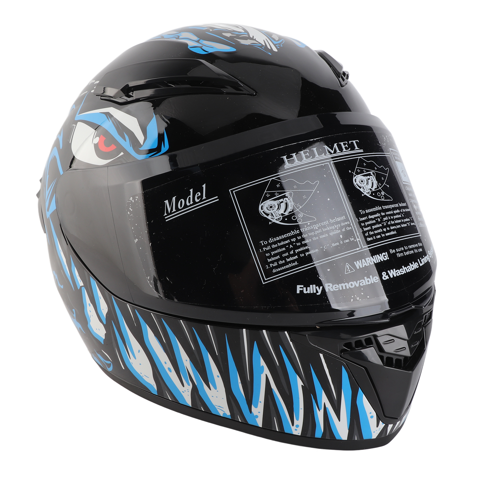 Unisex-integralhelm Für Motorradfahrer, Atmungsaktiv, Mit Sicherheitsverschluss, Blau, Größe L.