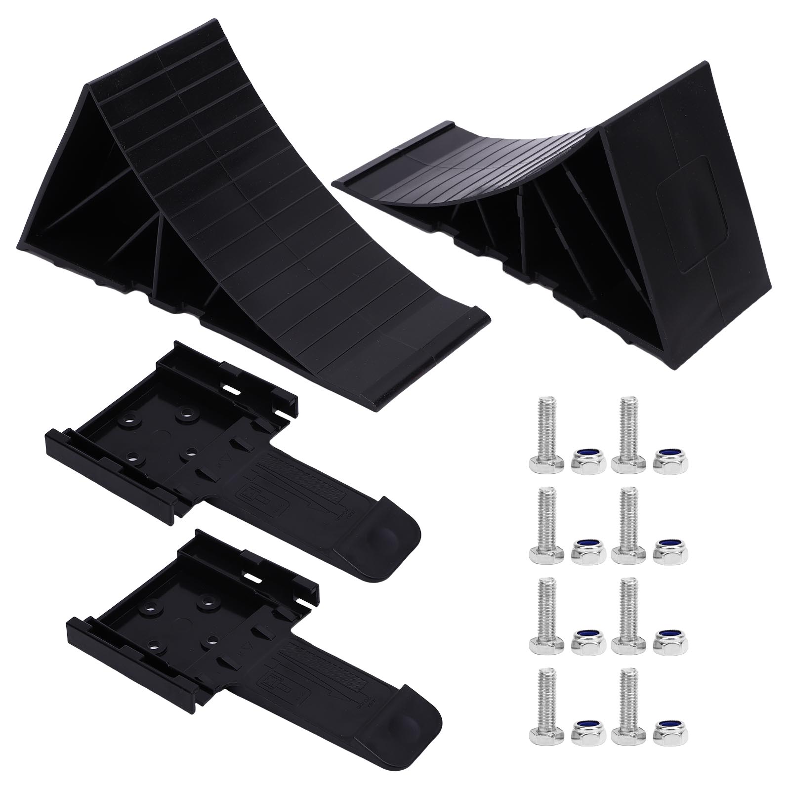 Set Mit 2 Robusten, Schwarzen Pe-radkeilen Mit Anti-rutsch-eigenschaften Und Hoher Stabilität Für Autos, Wohnwagen, Wohnmobile, Lkws Und Quads.