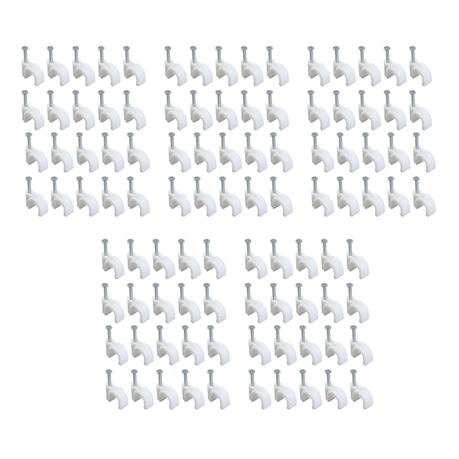 Packung Mit 100 Runden 5-mm-stahlbefestigungsclips Für Wandkabel Und Kabelmanagement.