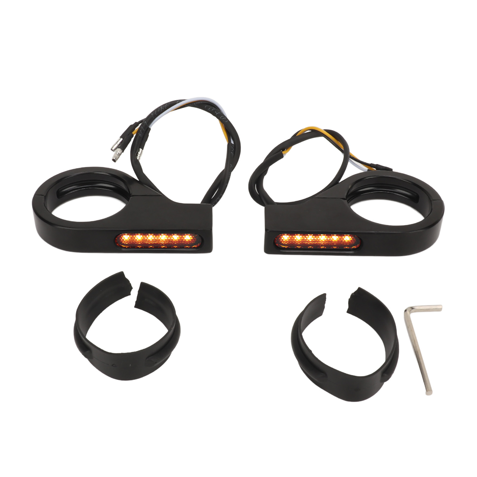 Hochleistungs-led-blinker Für Die Vorderradgabel, Klemmbefestigung, Für 41-mm-gabeln, Schwarzes Gehäuse
