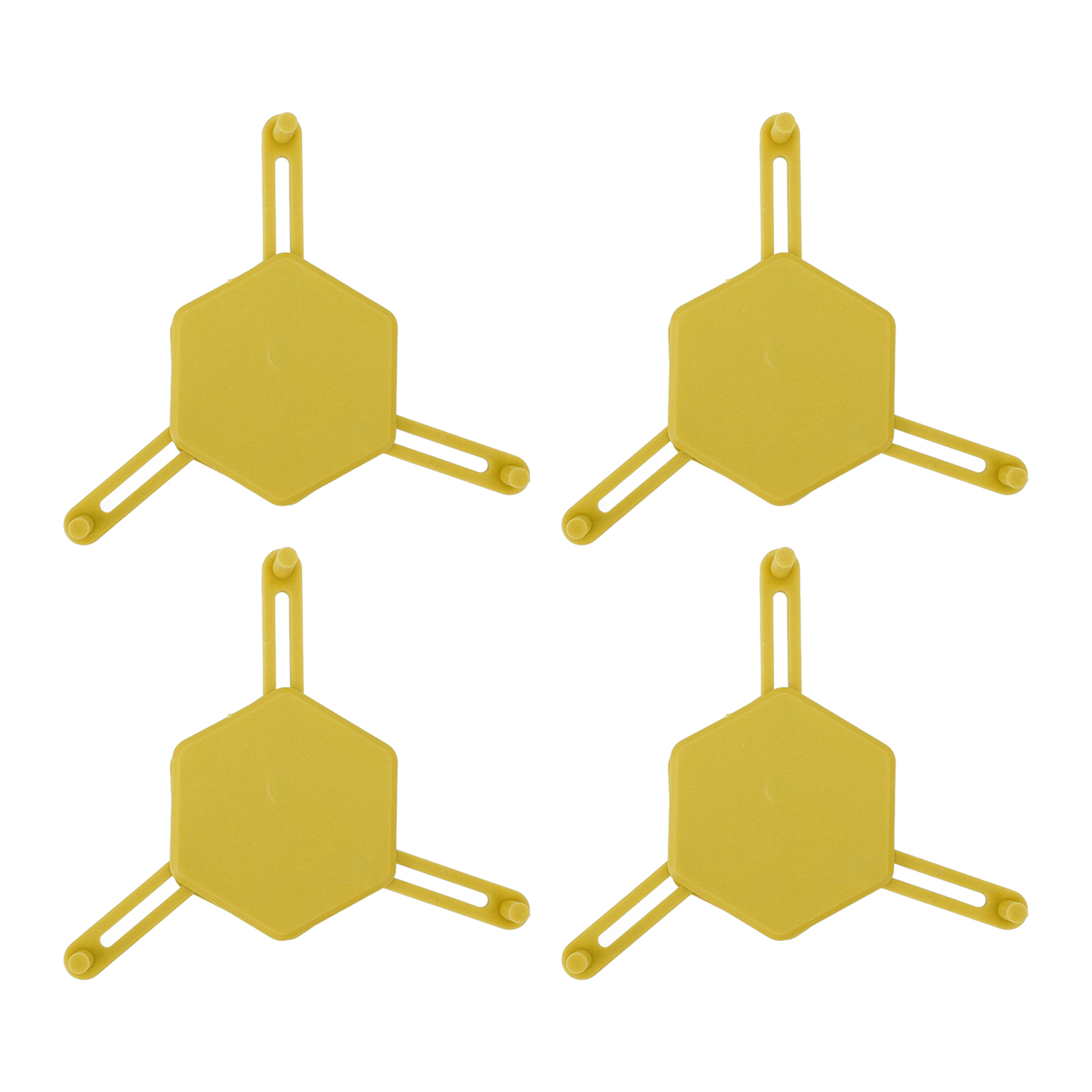 Set Aus 4 Eleganten, Verstellbaren Und Vielseitigen Sechseckigen Untersetzern Für Getränke Und Kleine Gegenstände, Gelb.