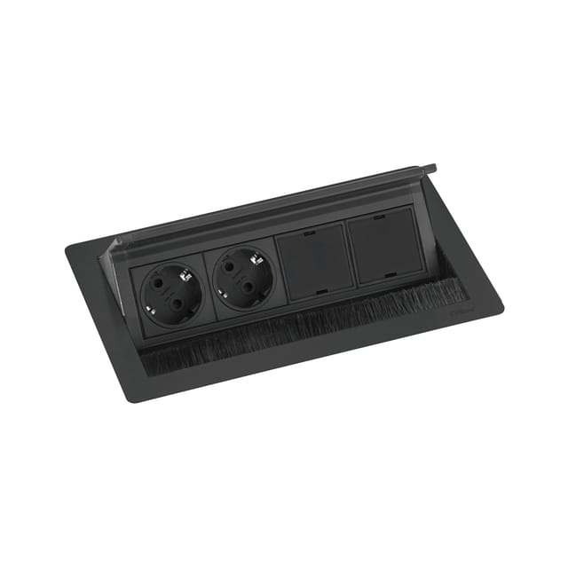 Evoline Flip Top Push Data M Steckdosenleiste, 2 freie Modulplätzen, schwarz