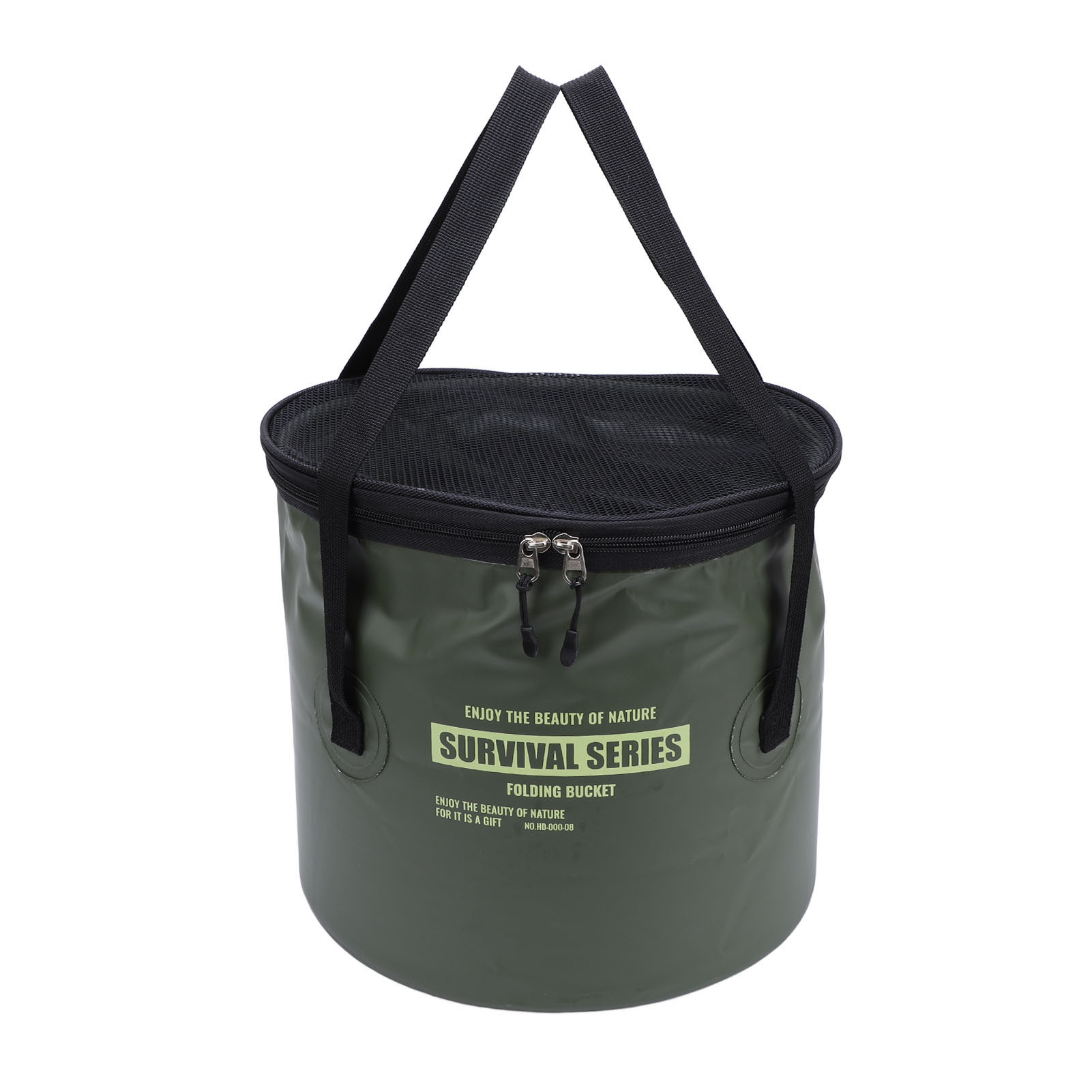 Zusammenfaltbarer Stoffeimer Mit Netztasche, Tragbarer Abtropfkorb, Wasserbehälter Für Camping, Angeln Und Autowaschen (grün).
