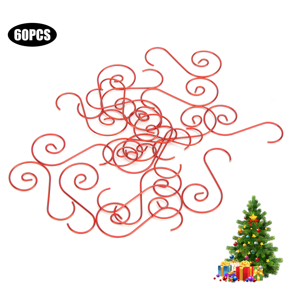 60 Mini-mehrzweckhaken In S-form Aus Metall Für Weihnachtsbaumschmuck (rot)