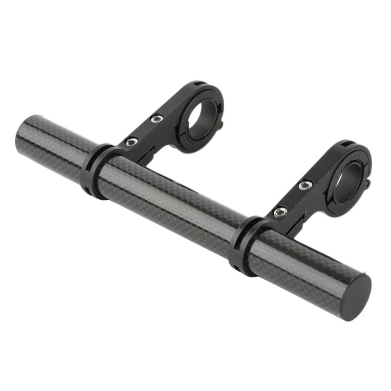 Leichte Lenkerverlängerung Aus Carbonfaser Und Aluminiumlegierung Für Handy- Und Taschenlampenhalterung, Doppelklemmung, Schwarz