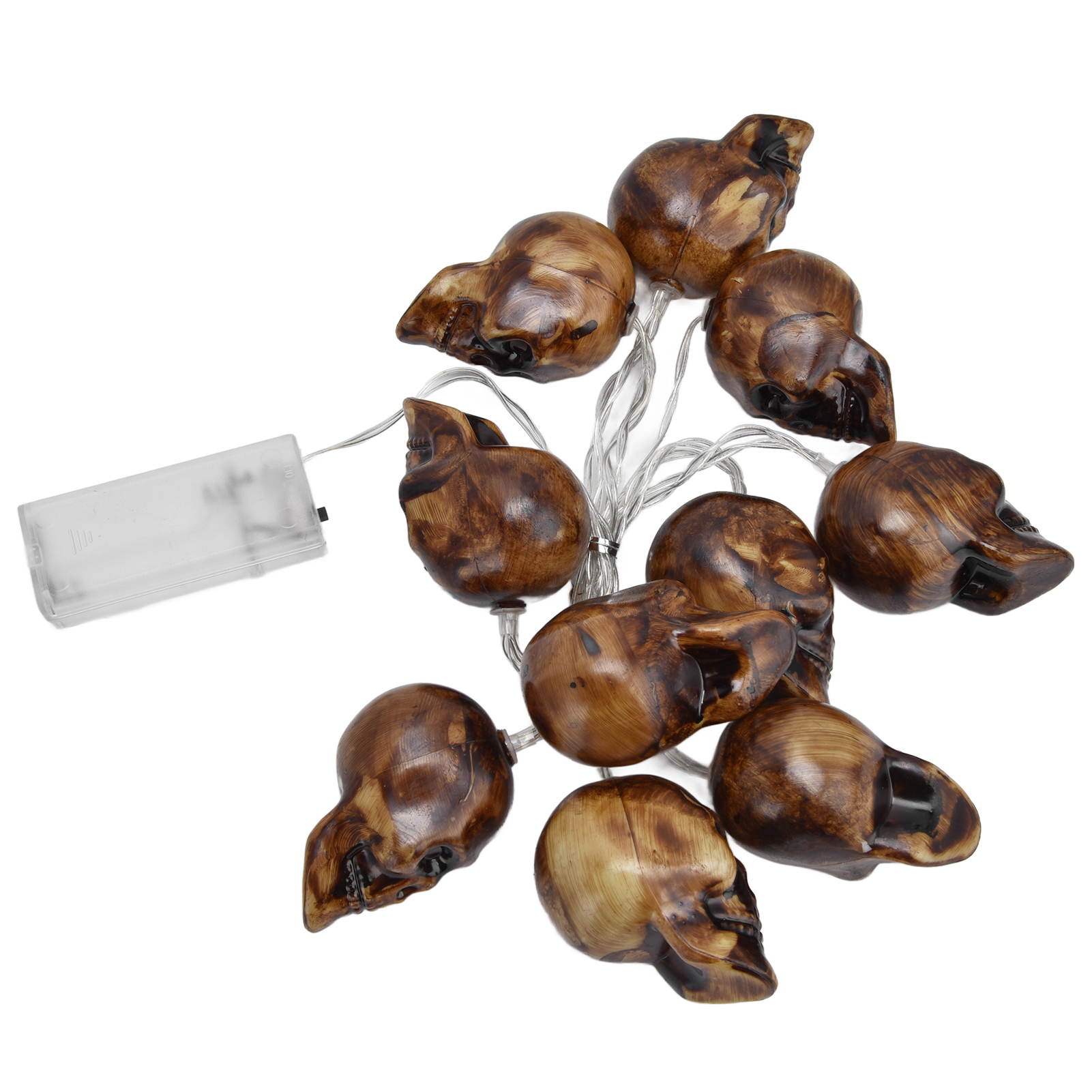 Totenkopfförmige Led-lichterkette, 10 Leds, Furchterregend Und Realistisch, Batteriebetrieben, Für Halloween, Ideal Für Gartenpartys Und Den Garten.