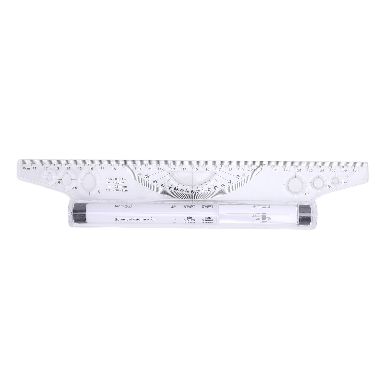 Rollmesslineal Zum Zeichnen Von Parallelen Linien, Bögen Und Kurven, Mit Integriertem Winkelmesser, 30 Cm / 11,81 Zoll
