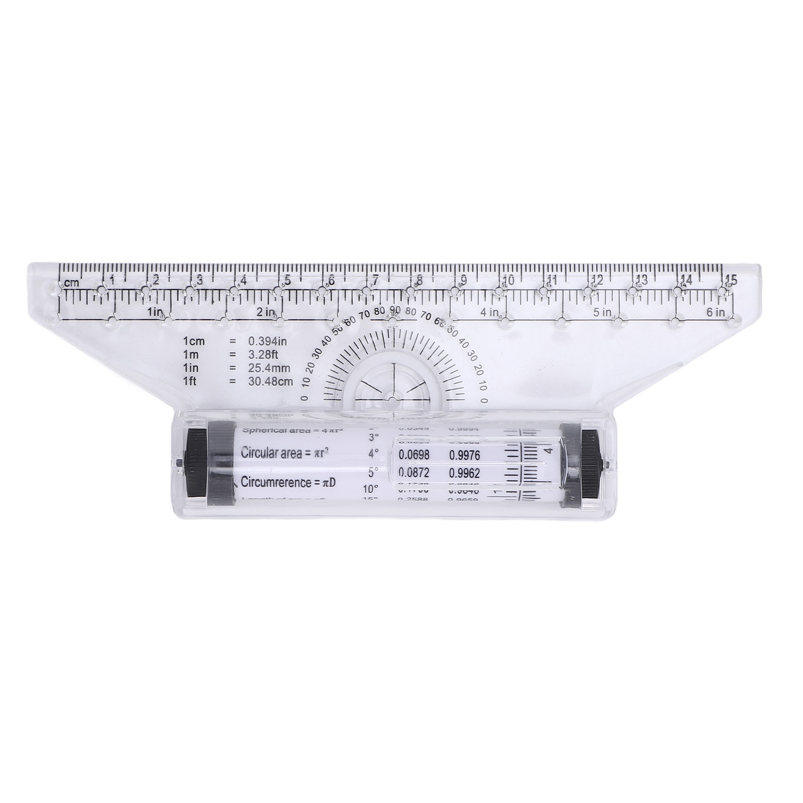 Rollmesslineal Zum Zeichnen Von Parallelen Linien, Bögen Und Kurven, Mit Integriertem Winkelmesser, 15 Cm / 5,91 Zoll