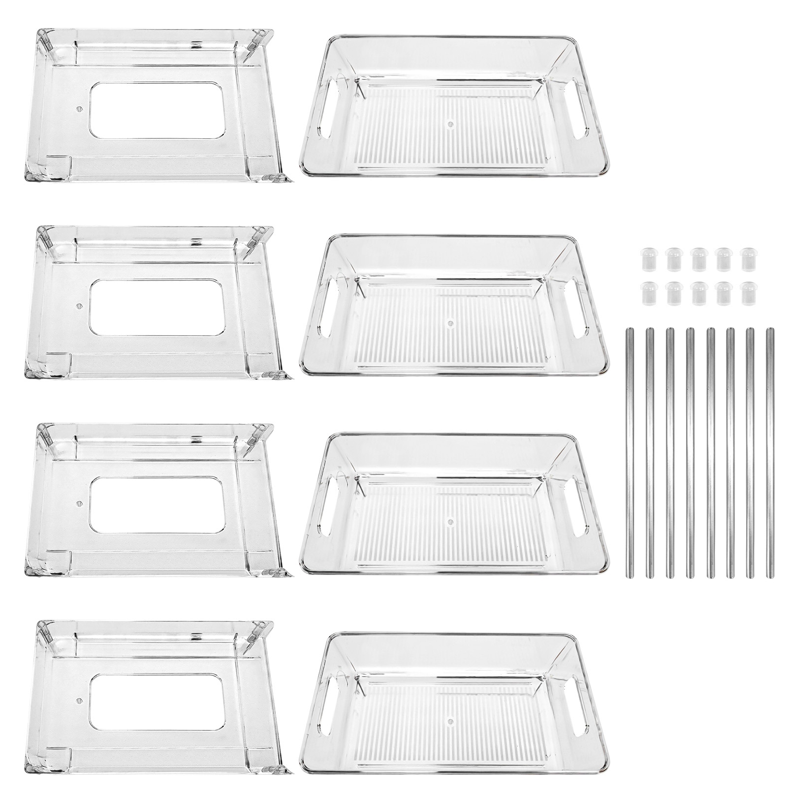 Set Aus 2 Doppelstöckigen, Transparenten Kunststoff-schubladenorganisatoren Für Unter Die Spüle, Mit Ablagefach, Multifunktionalem Ablagefach, Griff Zum Trocknen Von Gewürzen Und Rutschfesten Füßen.