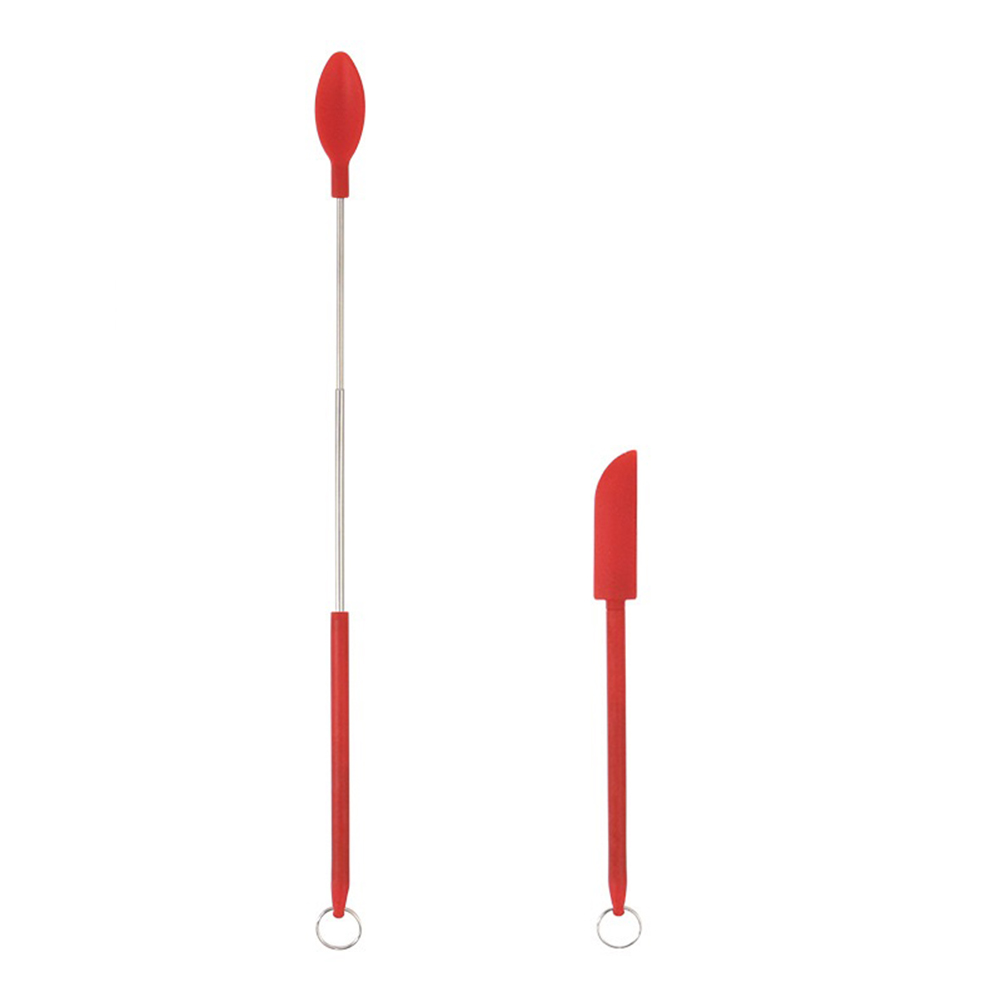 Set Mit 2 Wiederverwendbaren Und Einziehbaren Mini-silikonspateln, Dünn Und Als Schaber Für Gläser Geeignet, Ideal Für Make-up, Kosmetik Und Kochen.