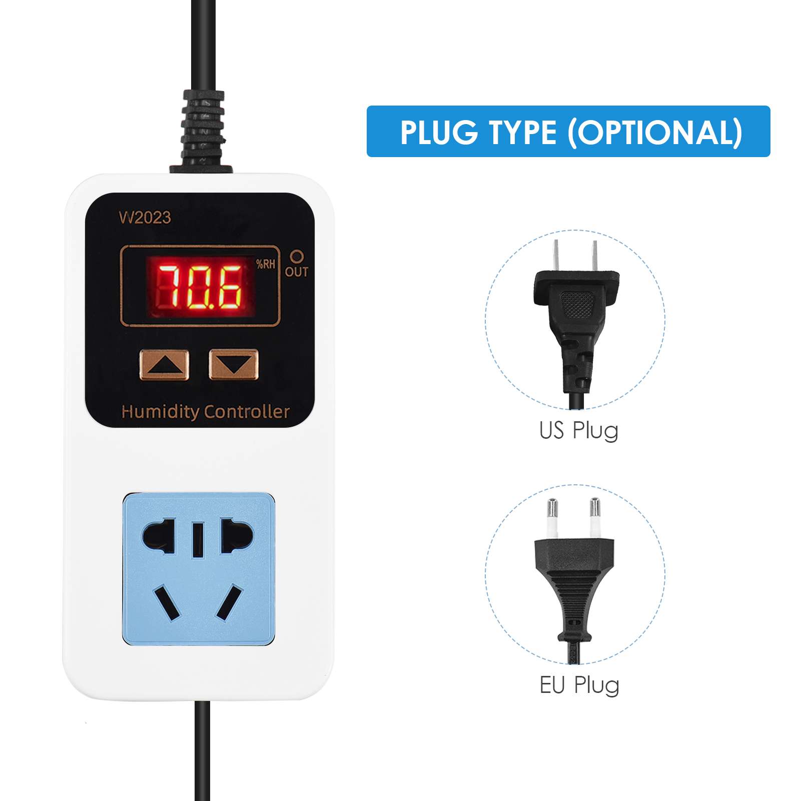 Elektronischer Feuchtigkeitsregler 110-220v 10a 1500w Mit Intelligenter Digitalanzeige, Steuerschalter Und Sensor, Wandstecker Für Befeuchtung Und Entfeuchtung