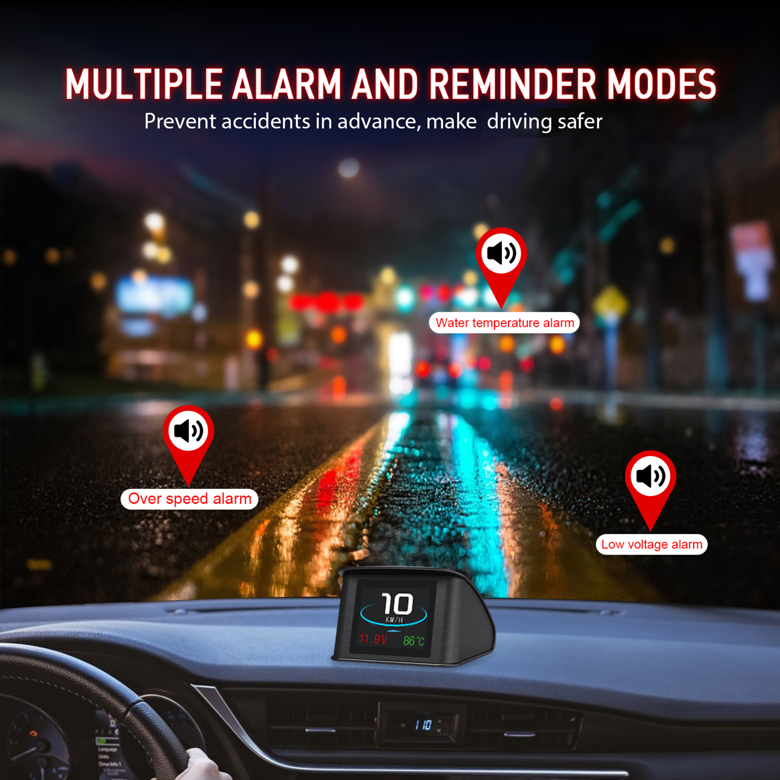 Intelligentes Head-up-display, 2,2-zoll-obdii-digitaltacho Für Autos Mit Anzeige Von Geschwindigkeit, Entfernung, Zeit Und Mehr
