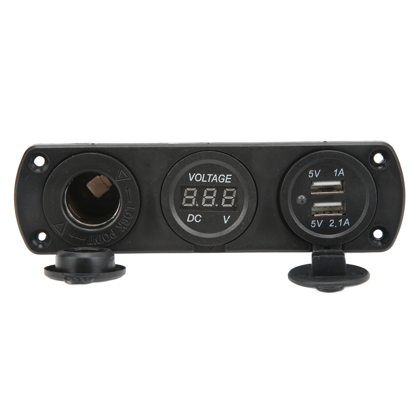 3-in-1 Lade- Und Steckdosenpanel Mit Zwei Usb-ausgängen, Zigarettenanzünderbuchse Und Digitalem Led-voltmeter Für Lkw, Boote Und Wohnmobile