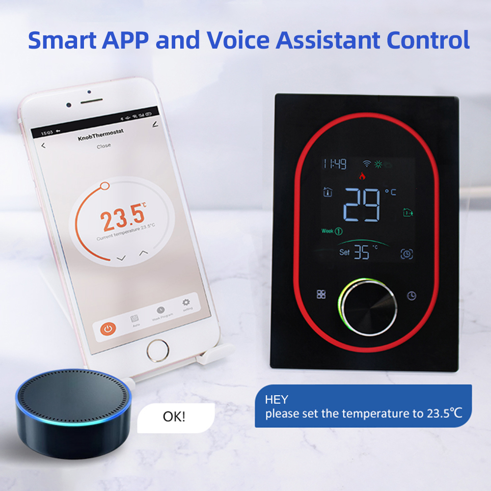 Intelligenter Thermostat Für Elektrische Warmwasserbereiter, Gasheizkessel Und Klimaanlagen Mit Digitalem Touchscreen Und Drehknopf. 5+1+1 Wochenprogramme: Manueller, Automatischer Und Urlaubsmodus.