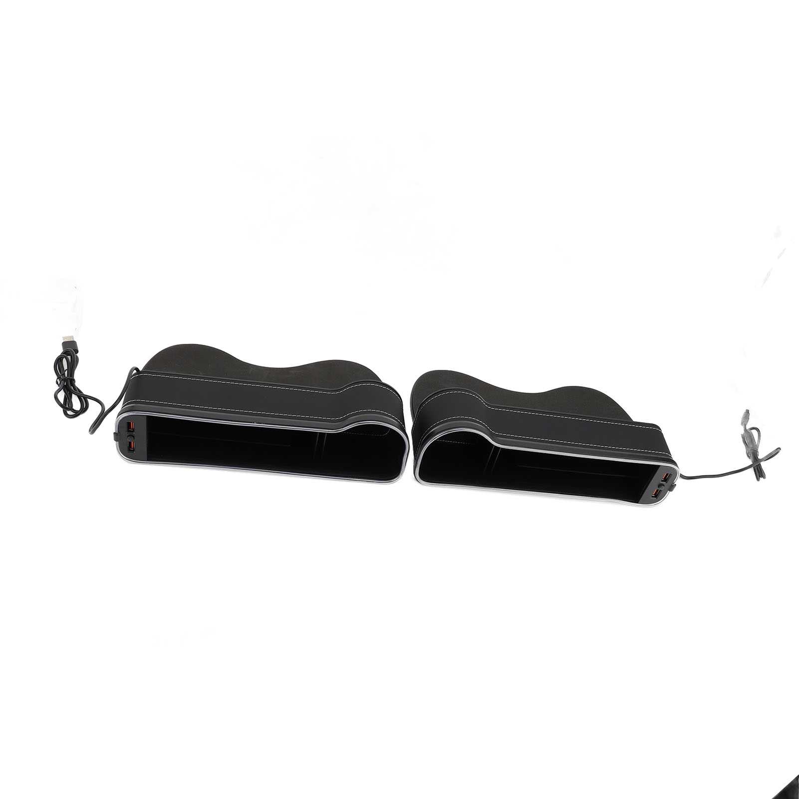 Multifunktionaler Autositz-organizer Mit Seitlichem Staufach, Ambientebeleuchtung Und Usb-ladeanschluss, Schwarz