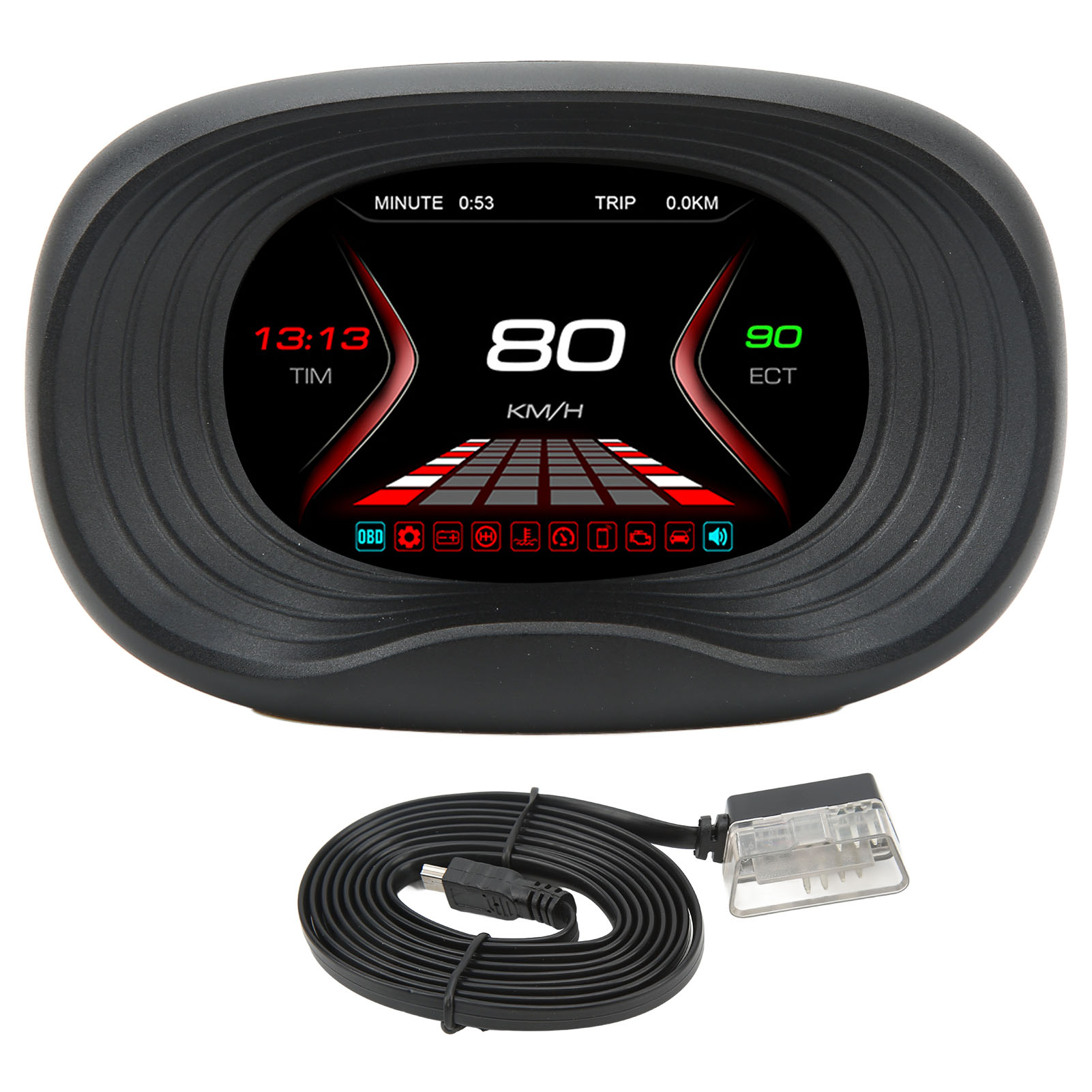 Obd-hud-digitalanzeige: Temperatur, Geschwindigkeit, Kilometerstand, Druck, Automatische Diagnoseanzeige, Geschwindigkeitsüberschreitungs- Und Armaturenbrettspannungsalarm.