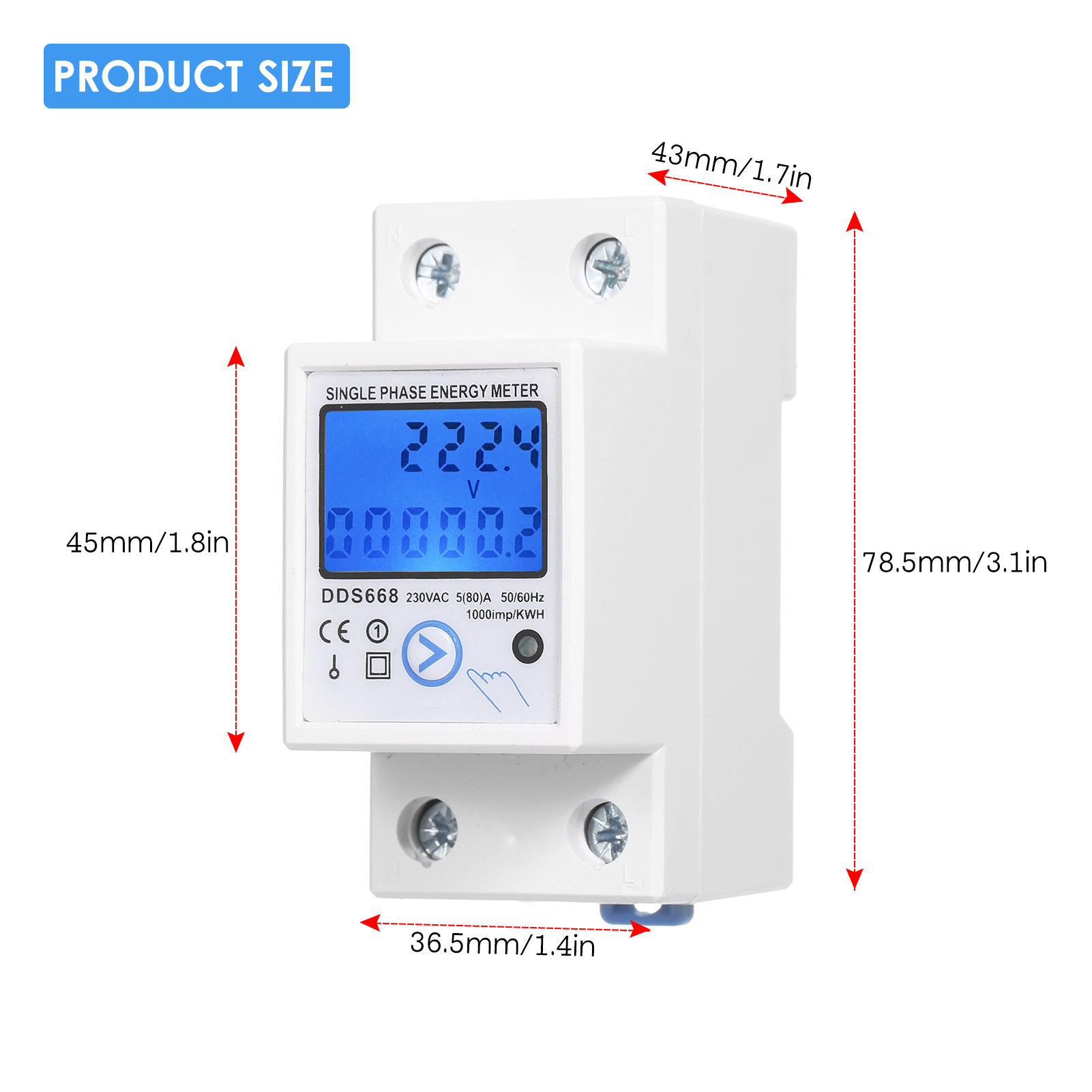 Einphasiger 230-v-wechselstromzähler Mit Reset-taste Und Hintergrundbeleuchtung