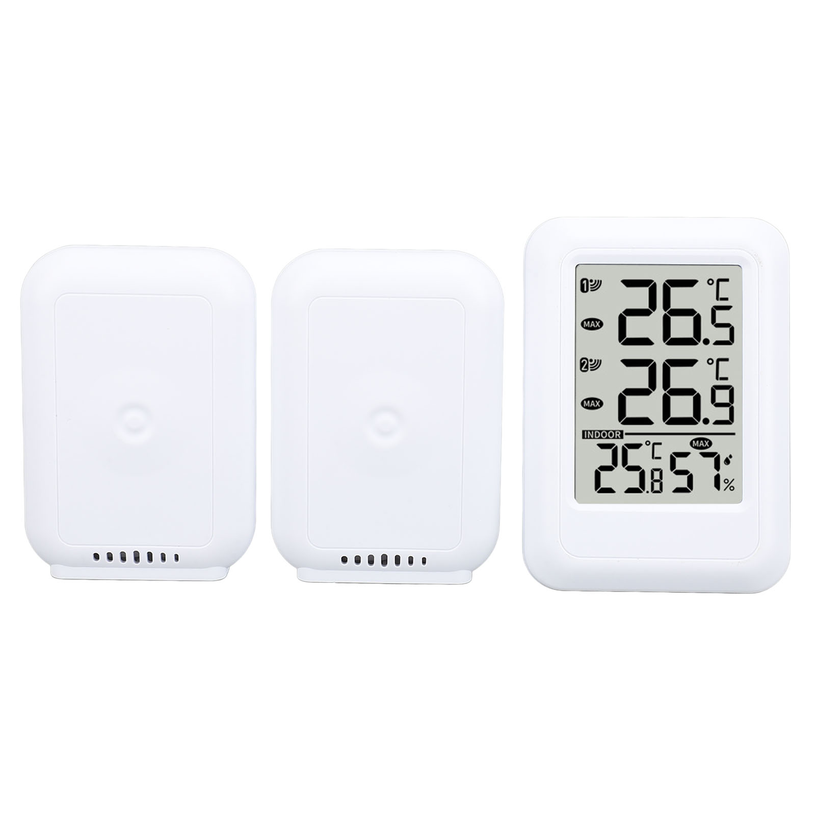 Kabelloses Digitales Innen-/außenthermometer Mit Zeitanzeige, Alarm Und Kalender, Ideal Für Zuhause, Fabrik Oder Büro. Mit Zeitanzeige, Alarm- Und Kalenderfunktion. Geeignet Für Den Einsatz Zu Hause,
