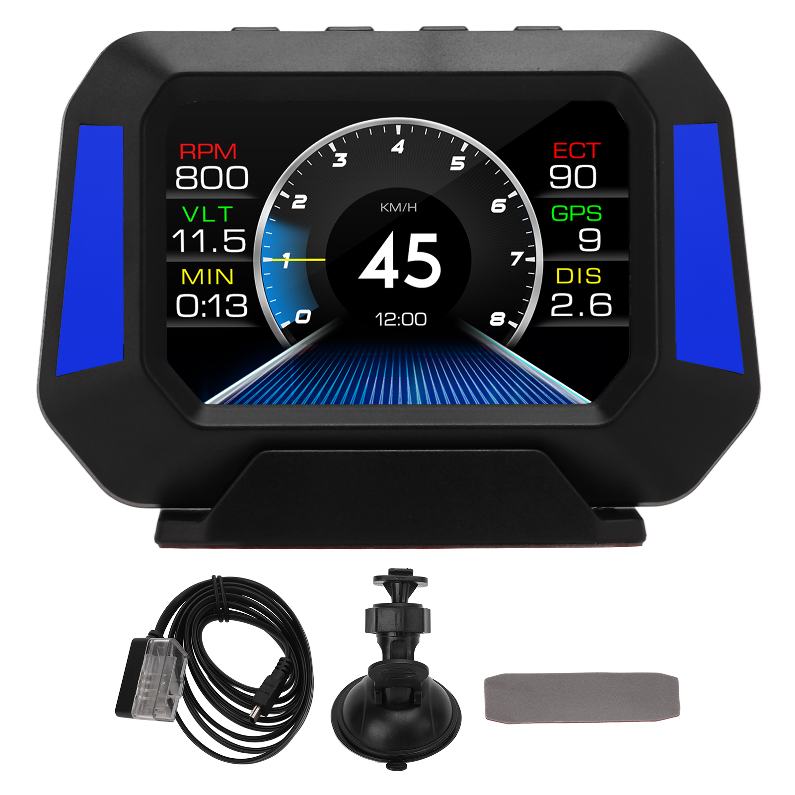 Intelligenter Digitaler Tachometer, 3-zoll-head-up-display (hud), Obd2- Und Gps-modi, Mit Neigungsanzeige, Kompass Sowie Geschwindigkeits- Und Drehzahlwarnung.