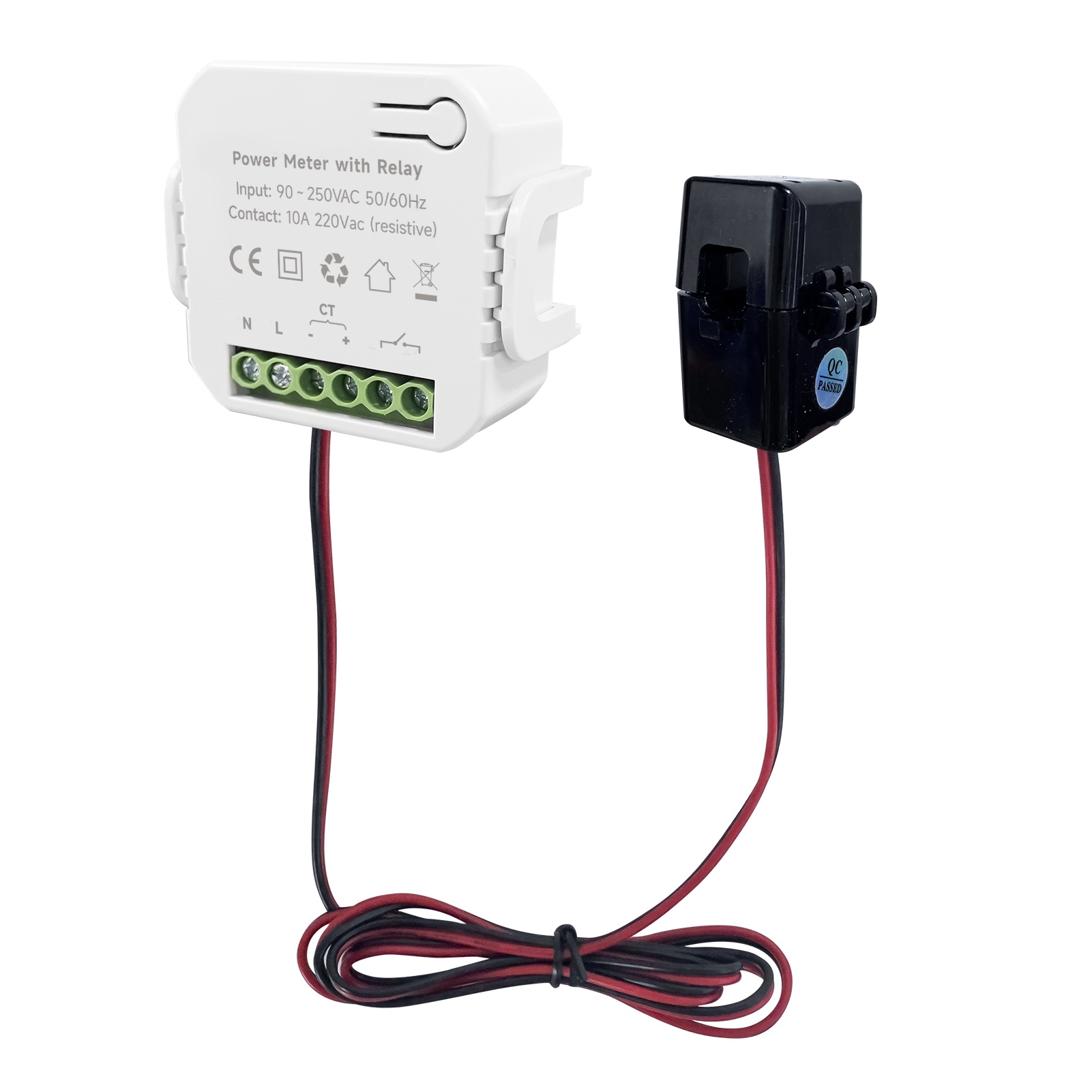 Tuya Einphasen-wlan-smart-energiezähler Zur Verbrauchsüberwachung Mit Relais, 80-a-stromwandler Und 90–250-v-wechselstromzange