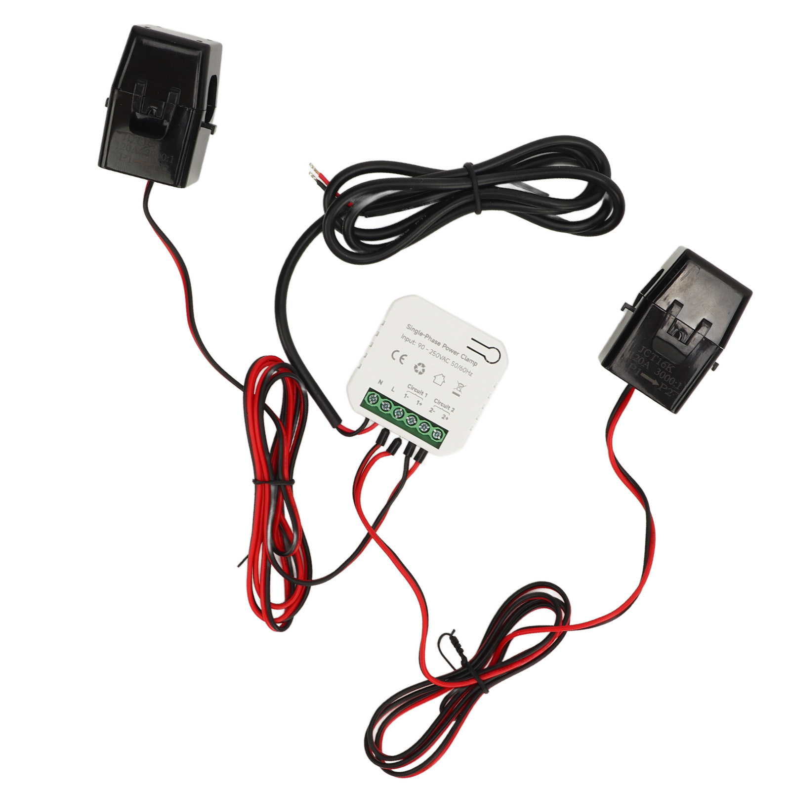 Tuya Wifi Einphasen-smart-energiezähler Mit 2 X 120a Stromzangen (90-250v Ac).