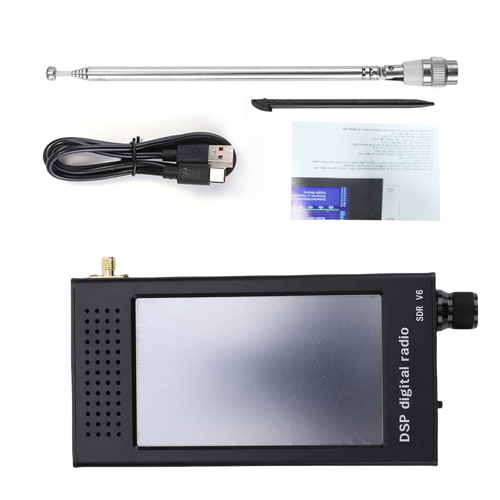 Deepsdr V6 Sdr-radioempfänger, 4,3-zoll-ips-touchscreen, Dsp, Kurzwelle, 192 Khz Echtzeitspektrum, Pink, Hohe Leistung, Breites Frequenzband (100 Khz - 149 Mhz), Schwarzes Tragbares Gehäuse Aus Alumin