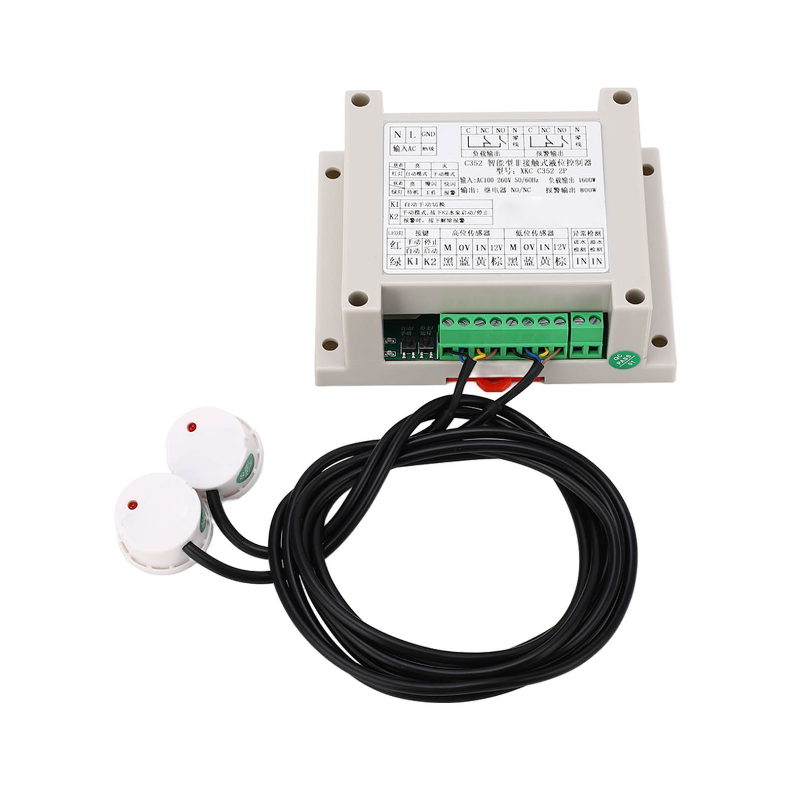 Berührungsloser Flüssigkeitsstandregler, Einstellbare Empfindlichkeit, Automatischer Wassersensor, 100–260 V Wechselstrom