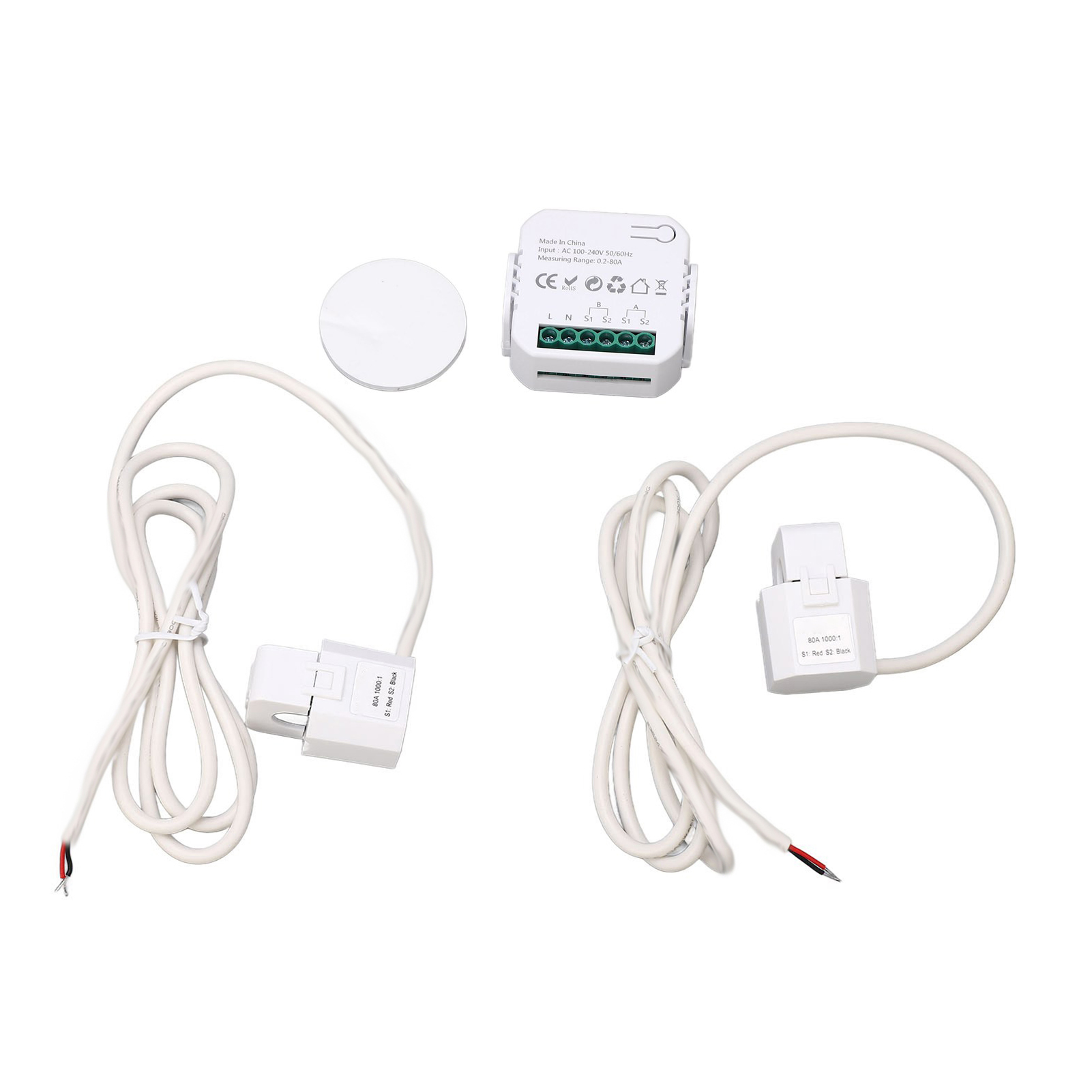 Intelligenter Wlan-energiemonitor, Einphasiger Stromzähler Mit Zange, 100–240 V Wechselstrom, Für Haushaltsgeräte, Weiß Pj-1103a-w