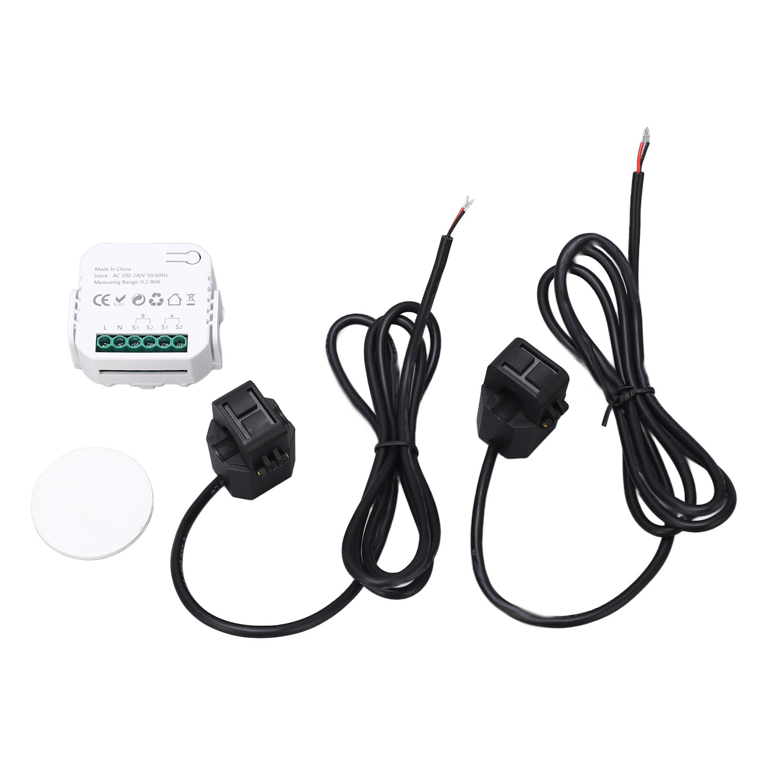 Intelligenter Wlan-energiemonitor, Einphasiger Stromzähler Mit Zange, 100–240 V Wechselstrom, Für Haushaltsgeräte, Schwarz Pj-1103a