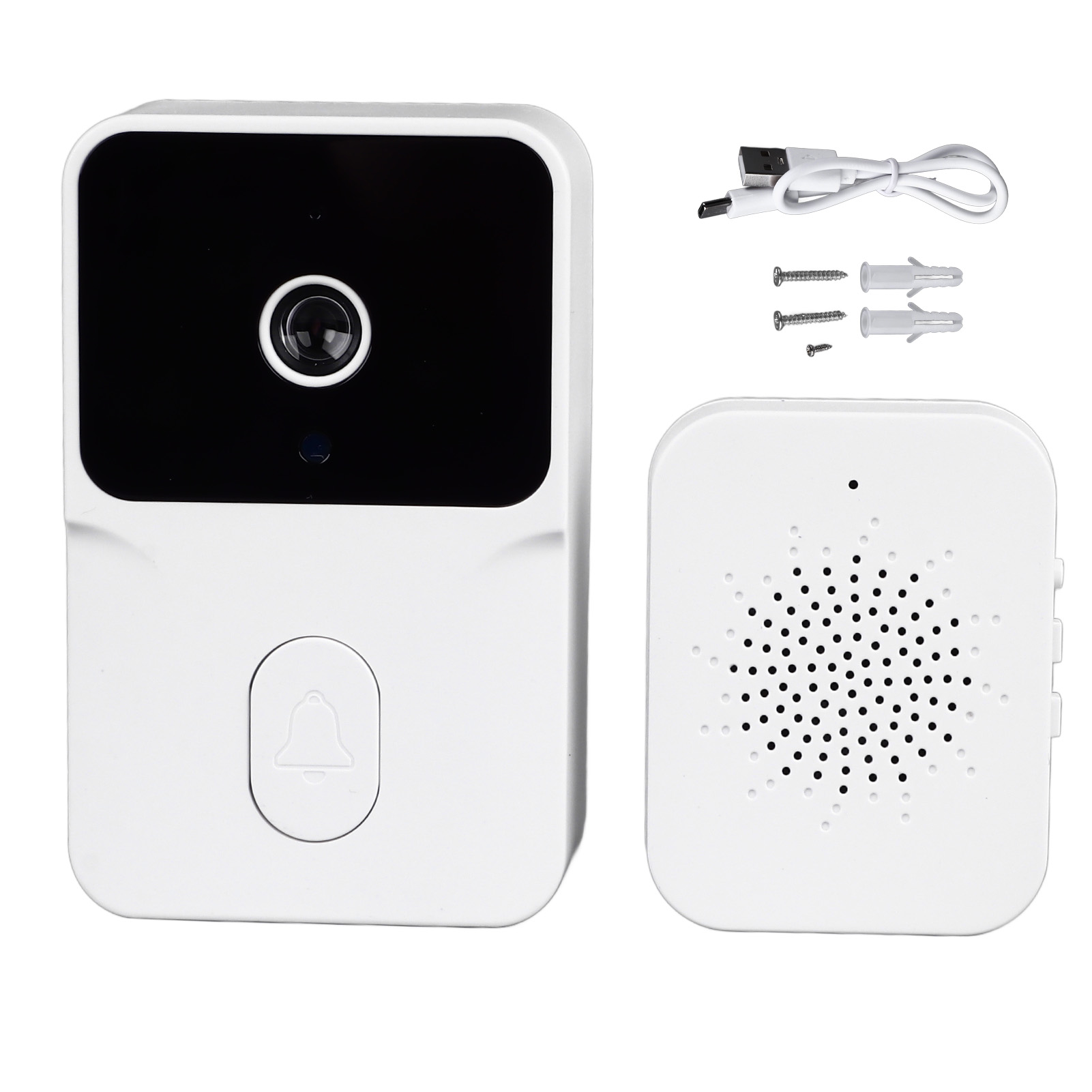19-zoll-wlan-video-türklingel Mit Infrarot-nachtsicht Und Musikfunktion, Gegensprechanlage Mit Anpassbarem Ton Für Zuhause, Weiß