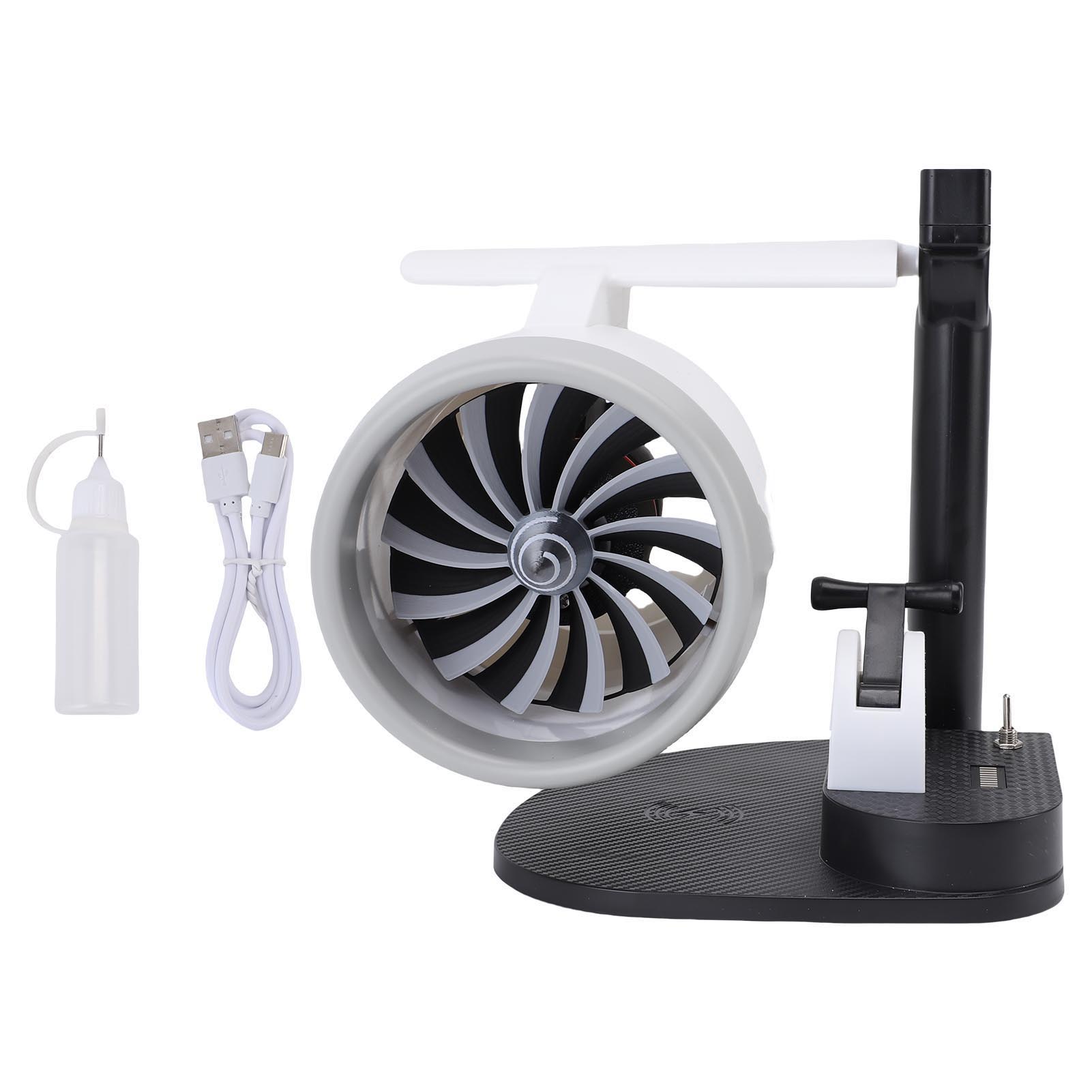3-in-1-turbinen-tischventilator Mit Luftbefeuchter, Einstellbare Drehzahl 4000 U/min, 15 W, Kabelloses Laden, Motorförmiges Design, Blaues Licht.
