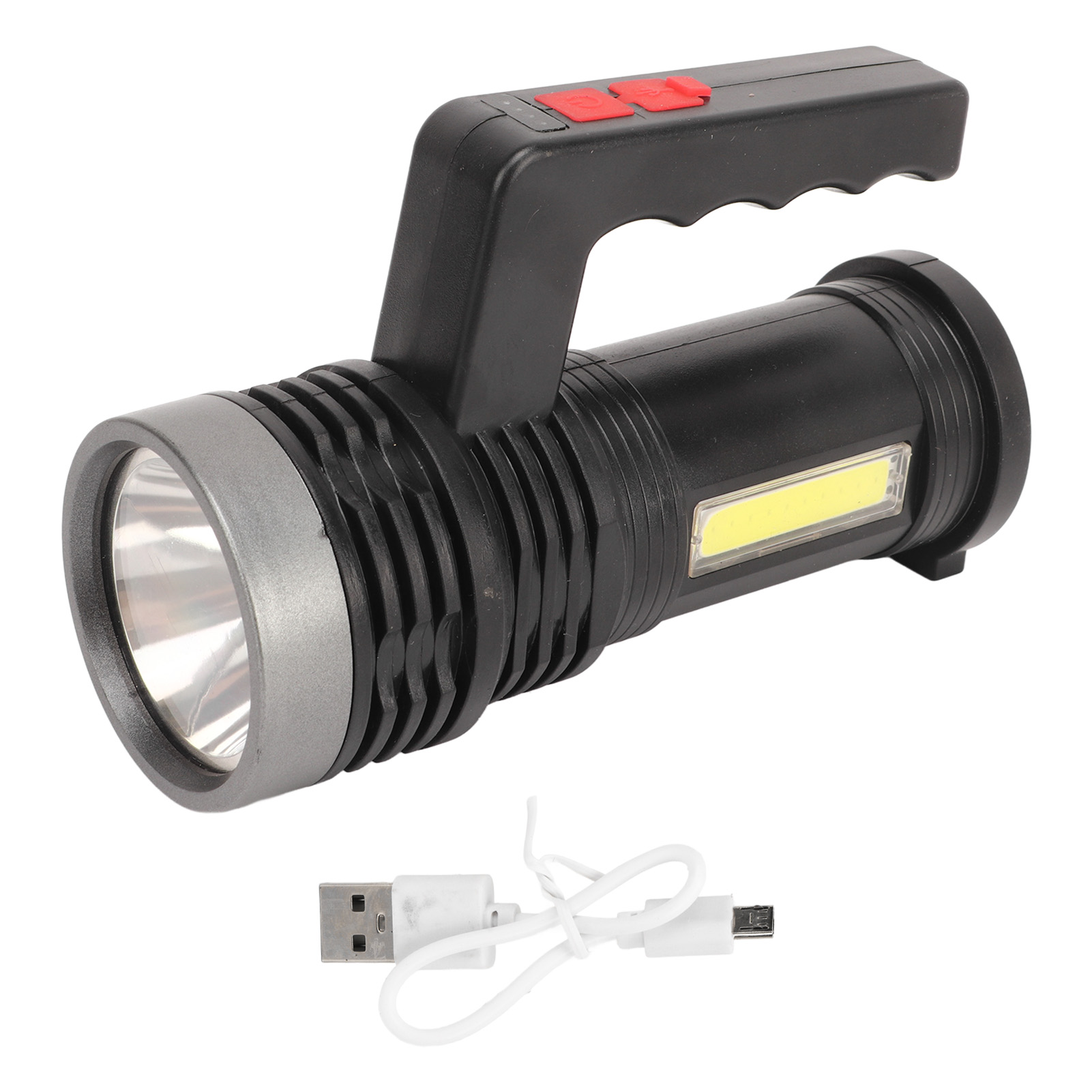 Wiederaufladbare Led-taschenlampe Per Usb, Wasserdicht (ipx4), Tragbarer Scheinwerfer Aus Aluminiumlegierung Mit Seitlicher Cob-beleuchtung