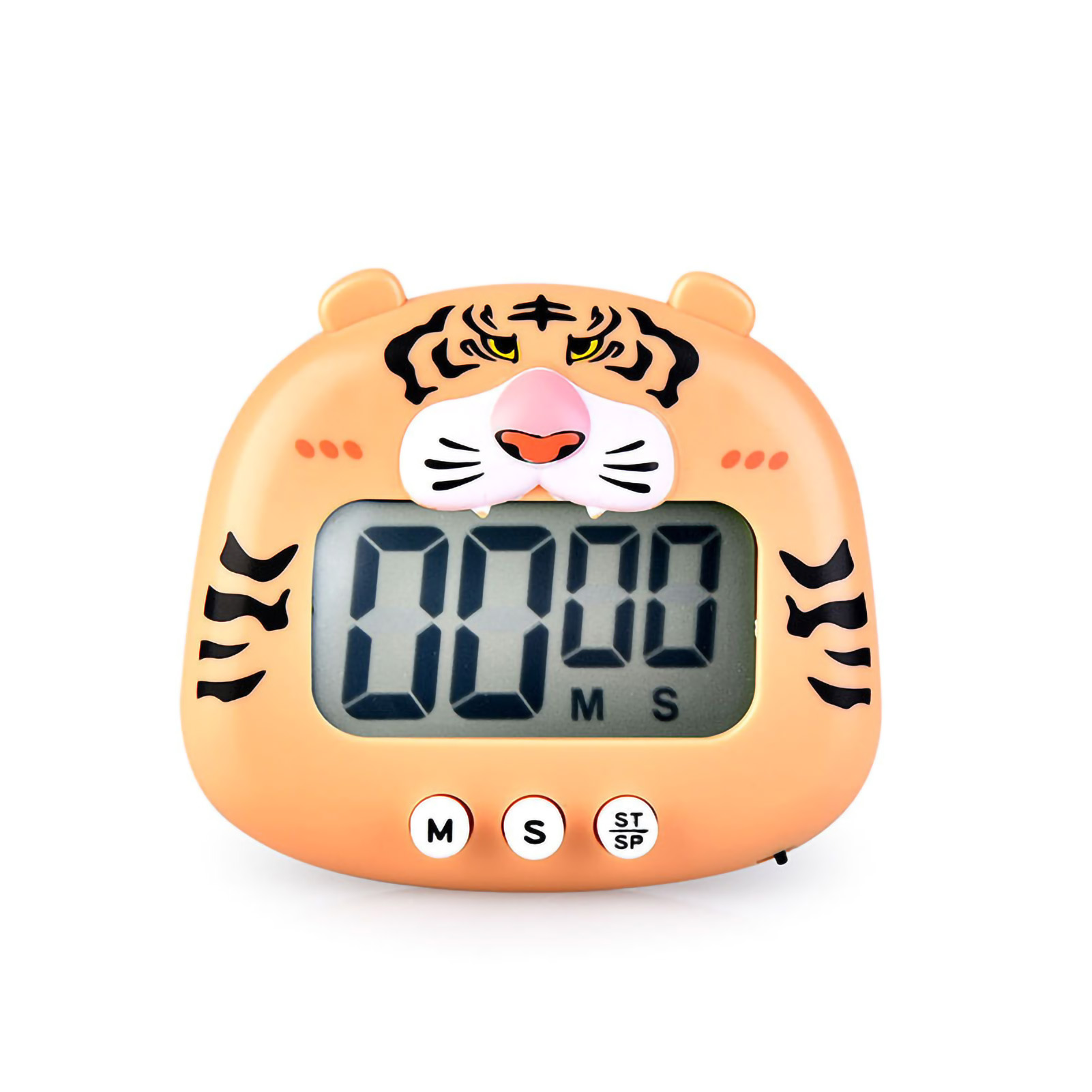 Digitaler Magnettimer Für Schüler, Tiermotiv, 100 Minuten, Batteriebetrieben, Für Die Küche, Orangefarbenes Tigerdesign