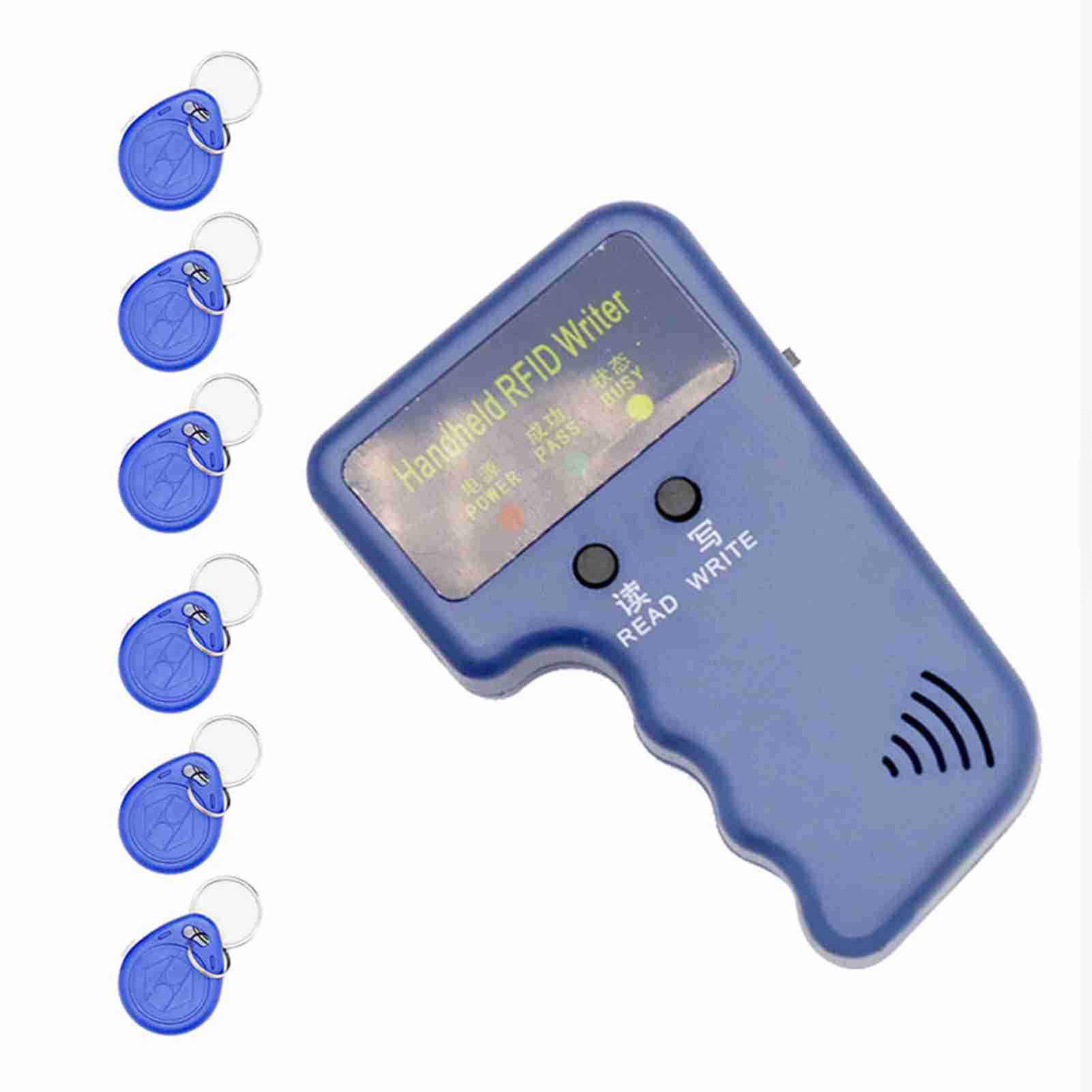 Tragbarer Rfid-kartenleser/-schreiber Mit Geringem Stromverbrauch (125 Khz) Und 6 Schlüsselanhängern Für Den Heimgebrauch