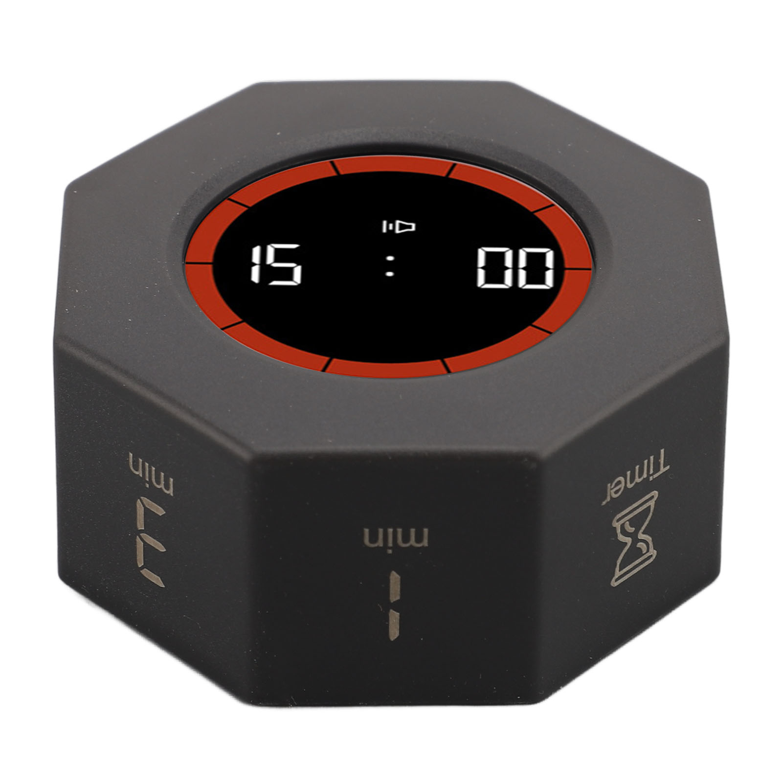 Achteckiger Tischtimer Mit G-sensor Für Aufgaben, Arbeit, Studium Und Kochen. Individuell Einstellbarer Countdown-timer: 1, 3, 5, 15, 30, 60 Oder 90 Minuten (schwarz).