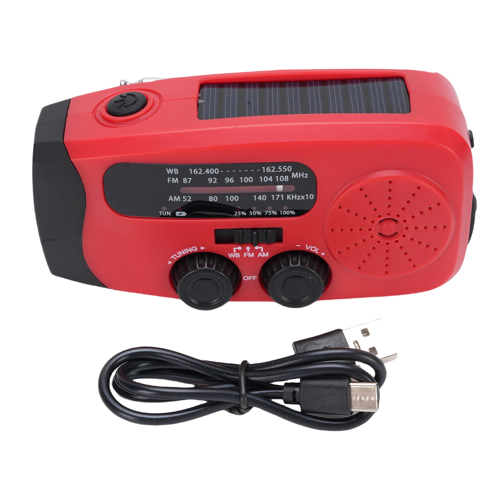 2000mah/7400mwh Notfall-handkurbel-überlebensradio Mit Am/fm/wb-wetteranzeige, Solarstrom, Led-taschenlampe Und Sos-funktion.