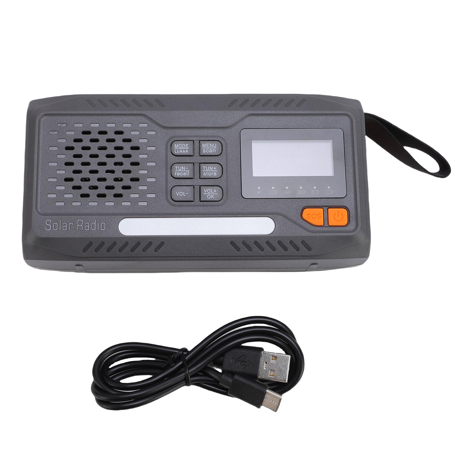 Notradio Mit Handkurbel, Solaraufladbar, Mit Dab/fm-digitalradio, 7400 Mwh-akku, Taschenlampe, Digitalanzeige, Kopfhöreranschluss Und Sos-funktion.