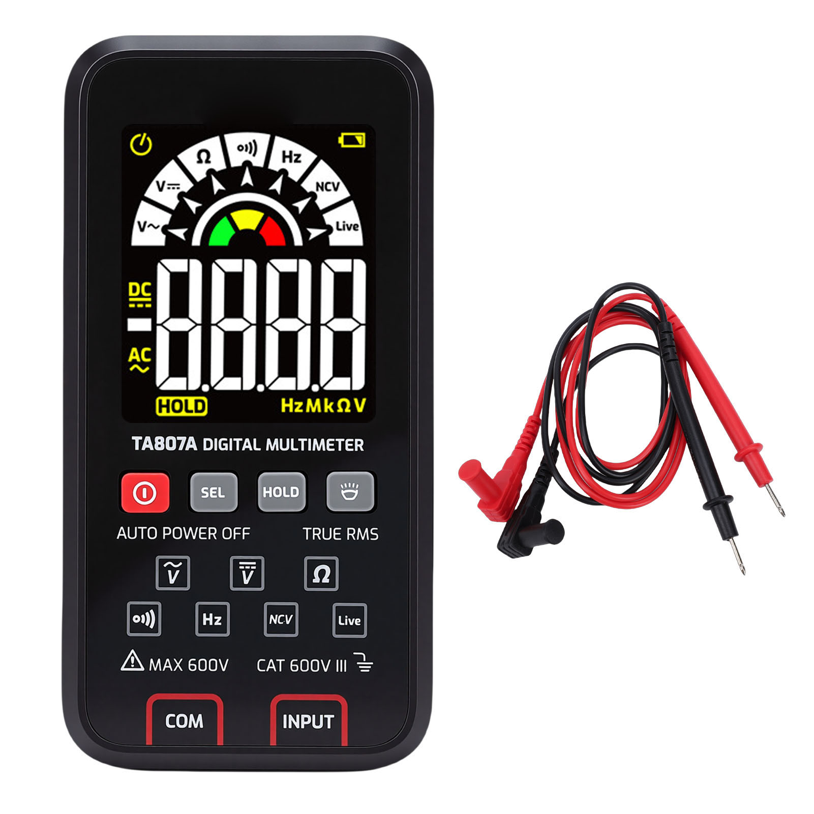Digitales Multimeter Für Spannungs-, Widerstands- Und Frequenzmessung, Manuelle Bereichswahl, Farbdisplay