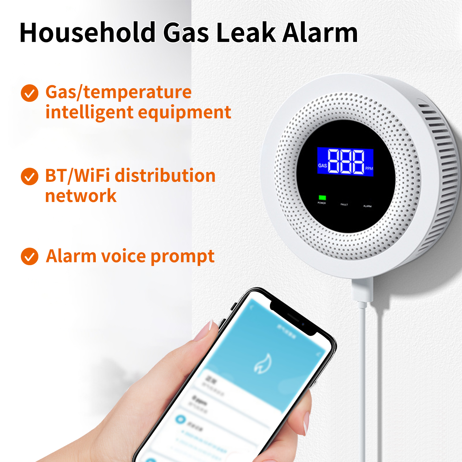 Wlan-gasleckmelder Für Zuhause: Intelligenter Detektor Mit Sensor Für Brennbare Gase Wie Erdgas, Biogas Und Methan. Smartlife-app: Fernsteuerung Und Benachrichtigungen.