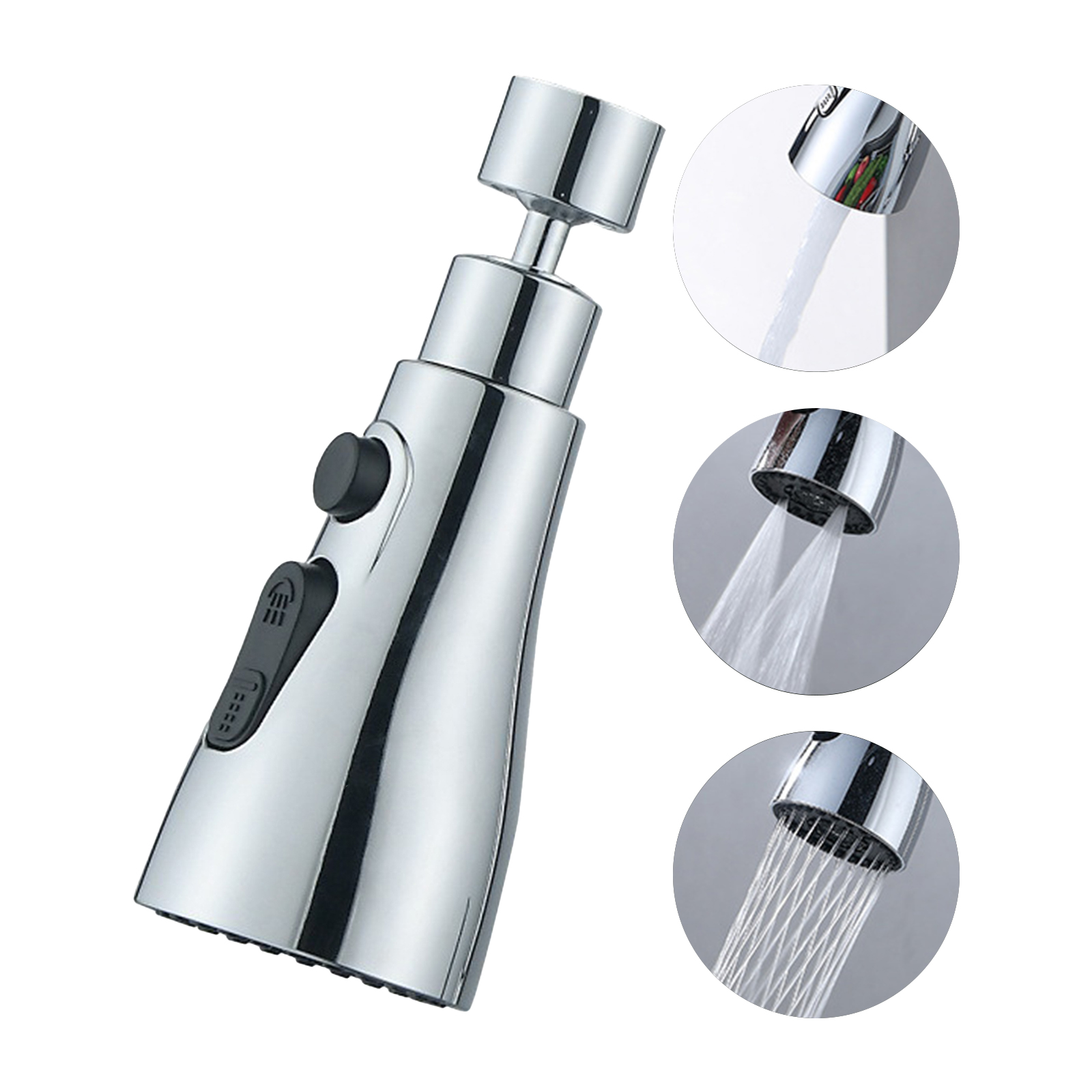 360° Schwenkbarer 3-funktions-wasserhahn-luftsprudler G1/2 Für Küchenspülen, Polierte Oberfläche, Ideal Zum Wassersparen.