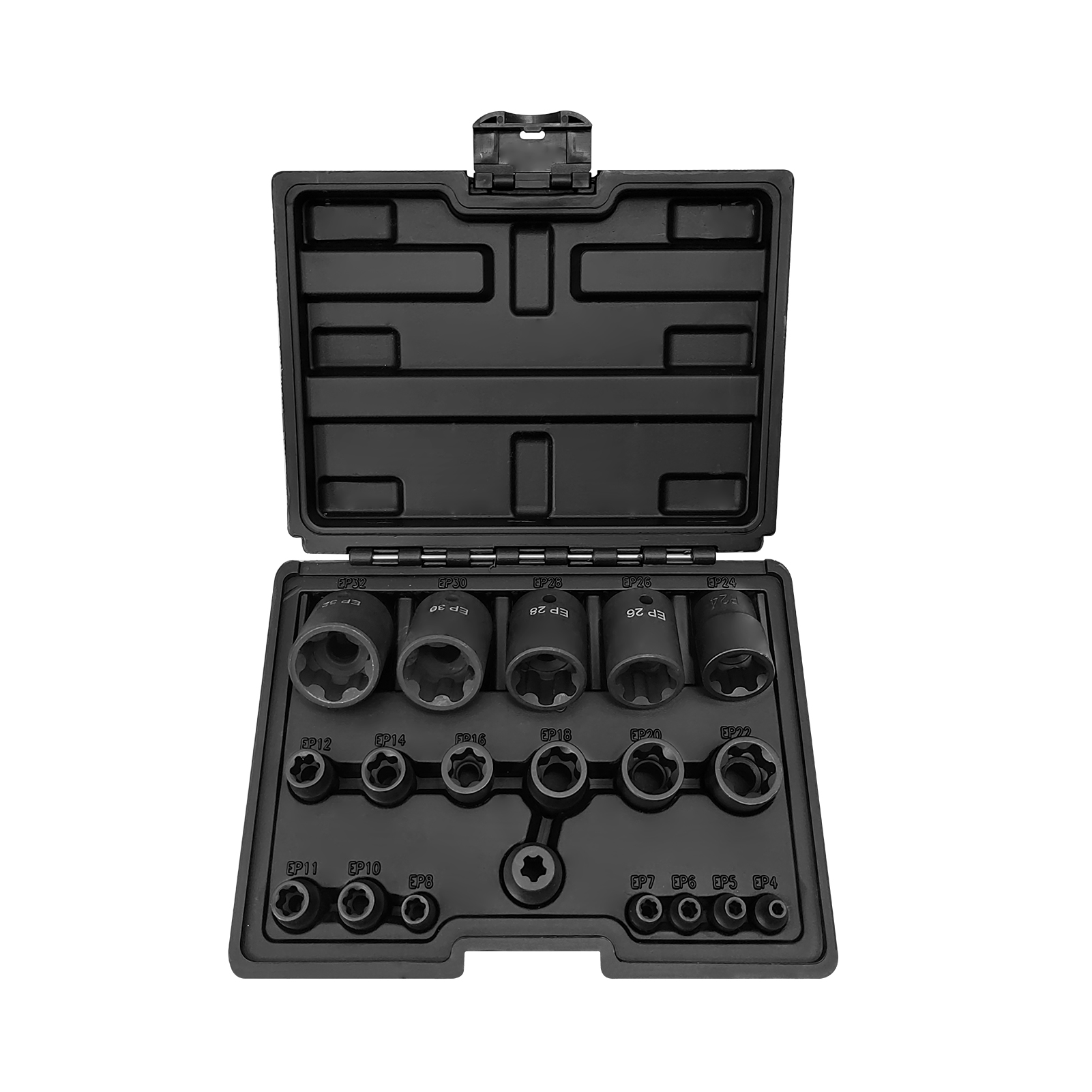Ep 19-teiliger Steckschlüsselsatz Cr-v, 1/4", 3/8", 1/2" Antrieb, Außentorx-innengewinde Ep4-ep32