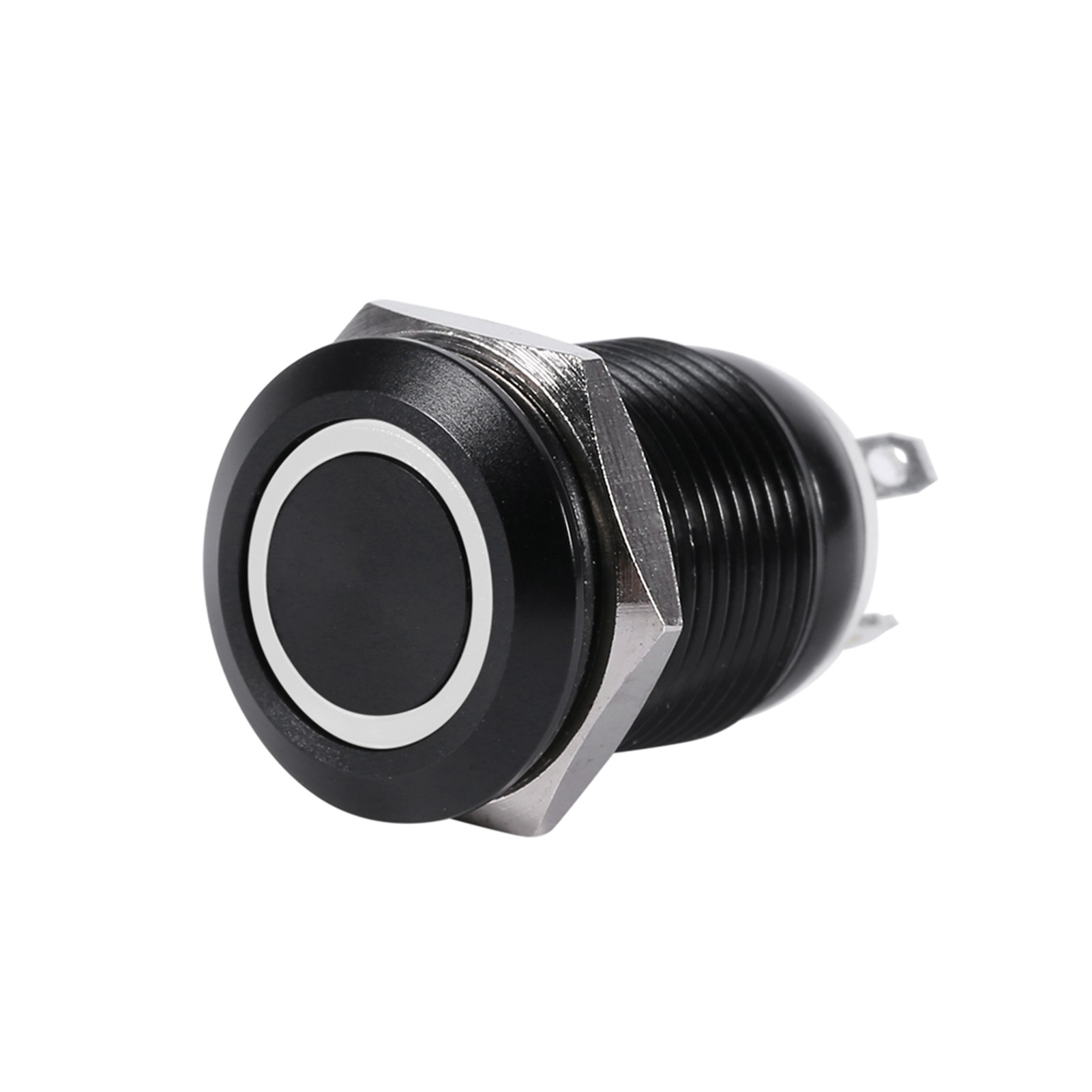 Momentaner Drucktaster Für Autos, Mit 12-mm-led-beleuchtung, Schwarzem Gehäuse, 2 A