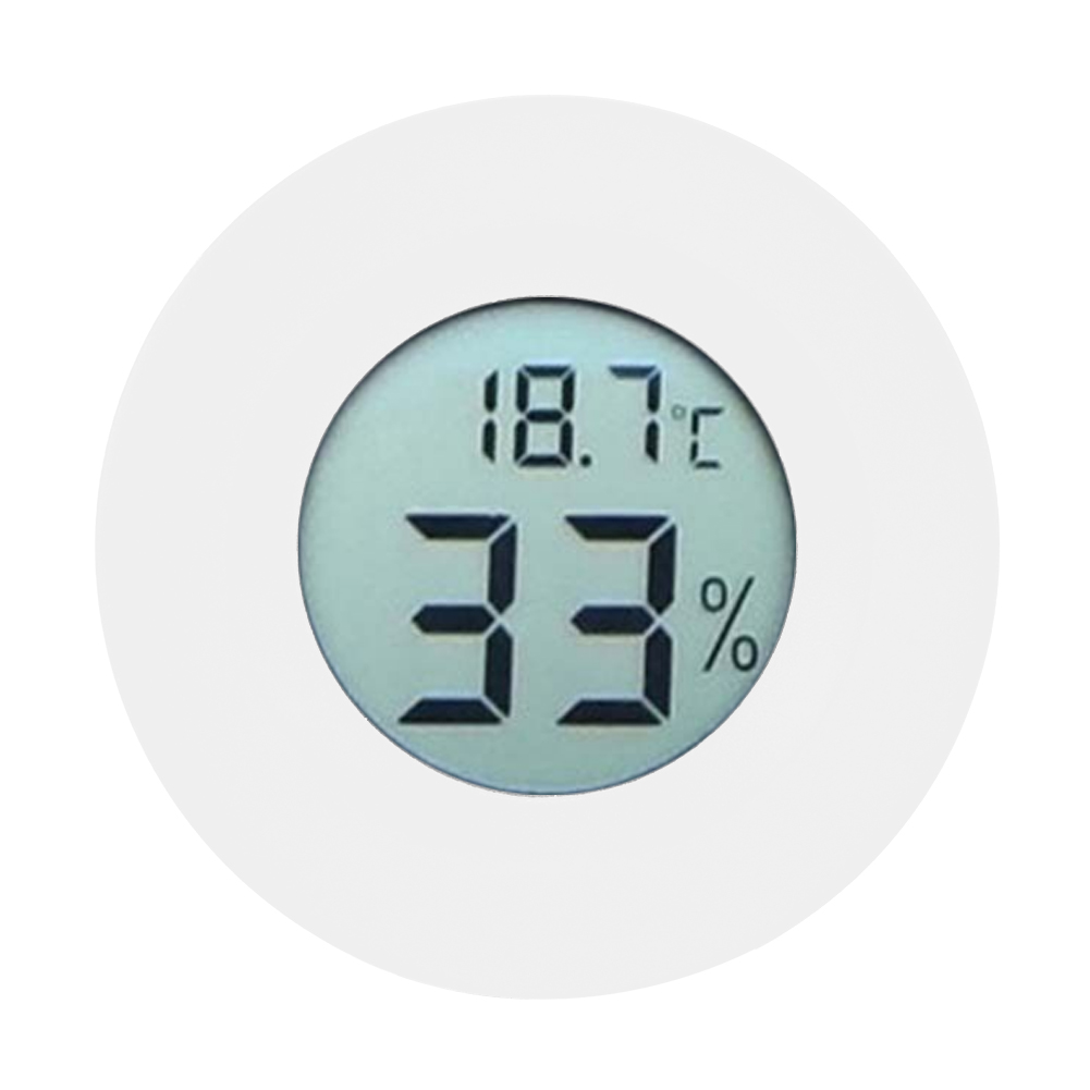 Mini-rundthermometer-hygrometer Mit Integriertem Lcd-bildschirm, Weiß.